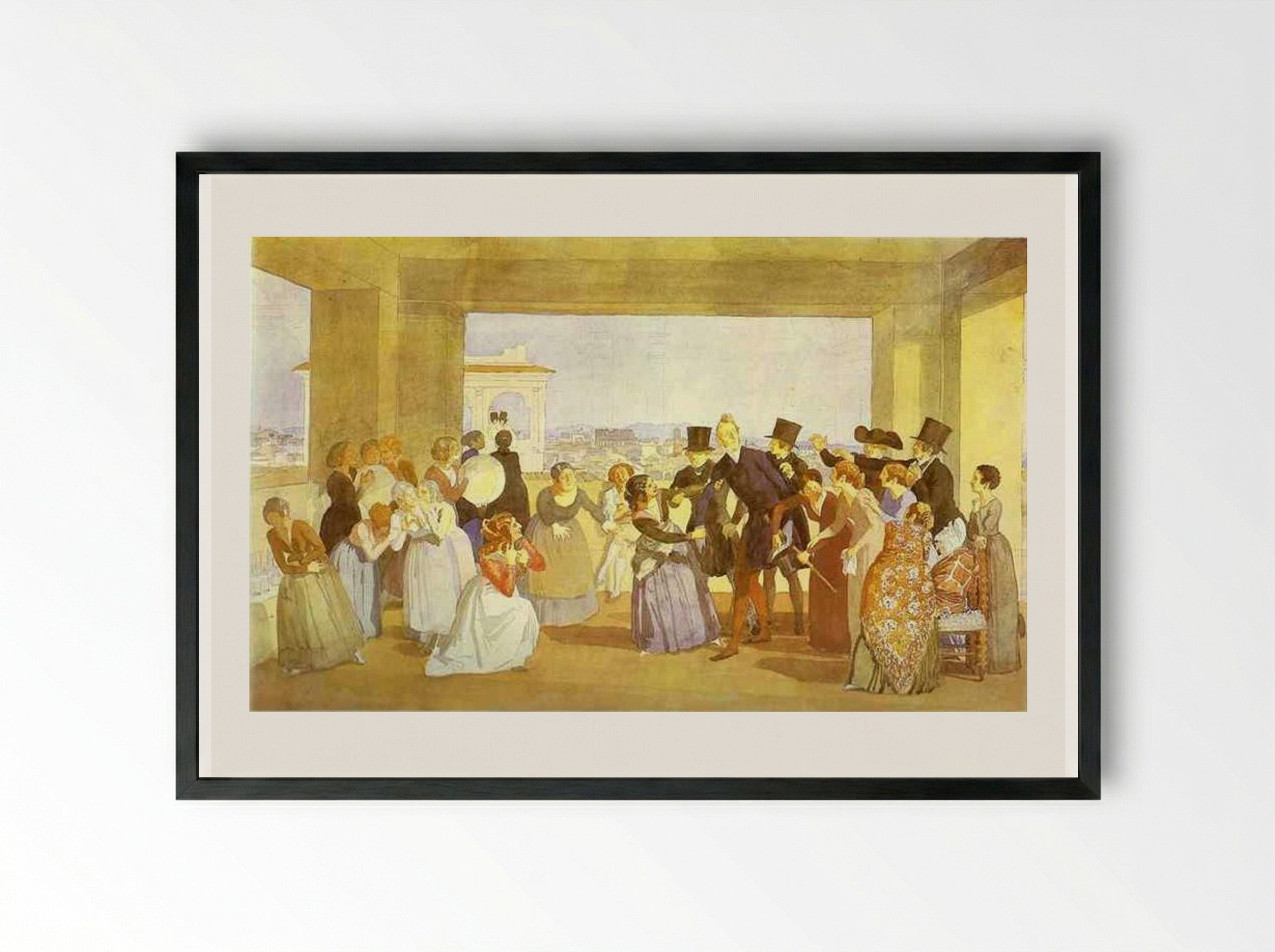 Festival in Rome in October. Scene in the Loggia (Asking to Dance) - Alexander Ivanov - Framed Print Black