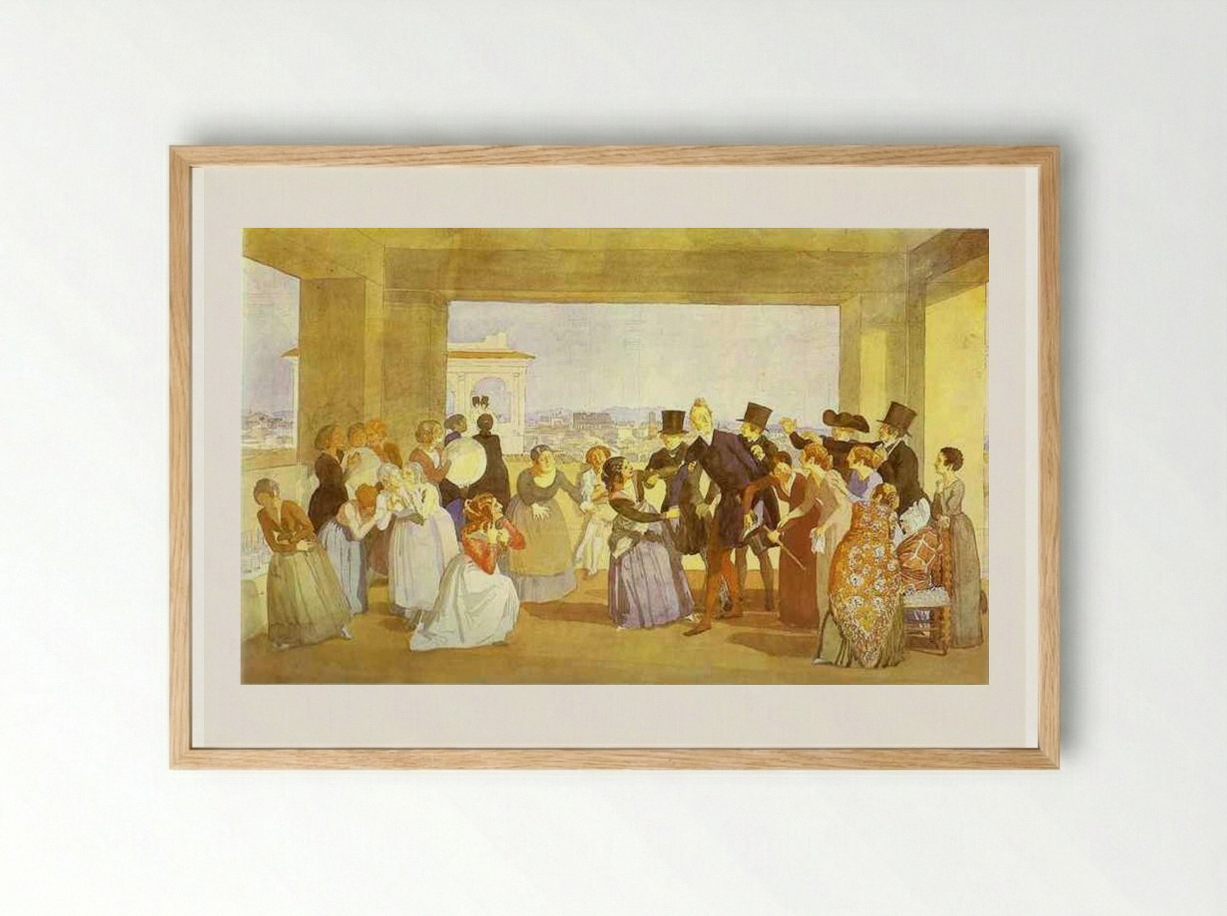 Festival in Rome in October. Scene in the Loggia (Asking to Dance) - Alexander Ivanov - Framed Print Wood