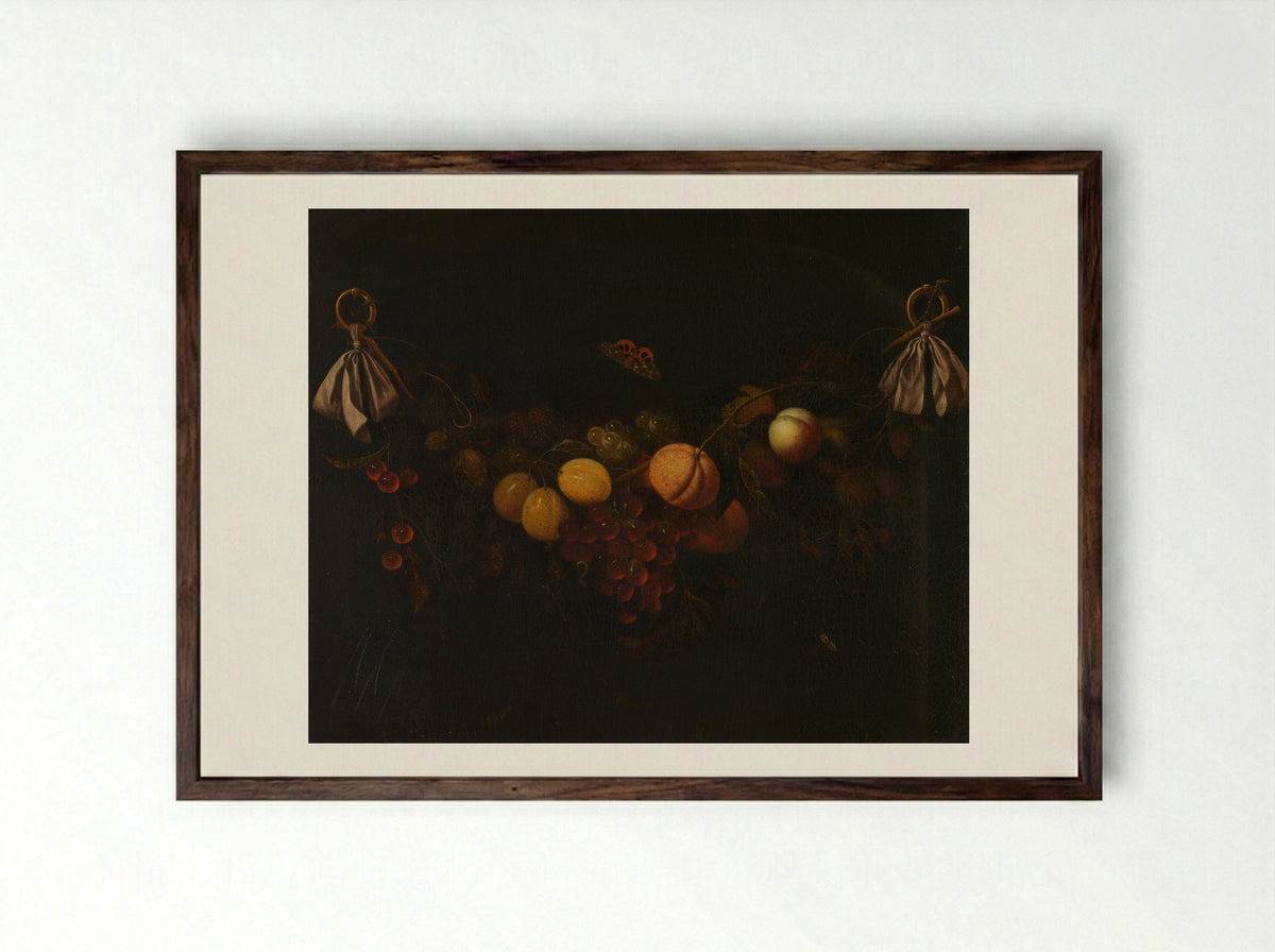 Festoen van vruchten - Johannes Borman - Framed Print Dark Wood