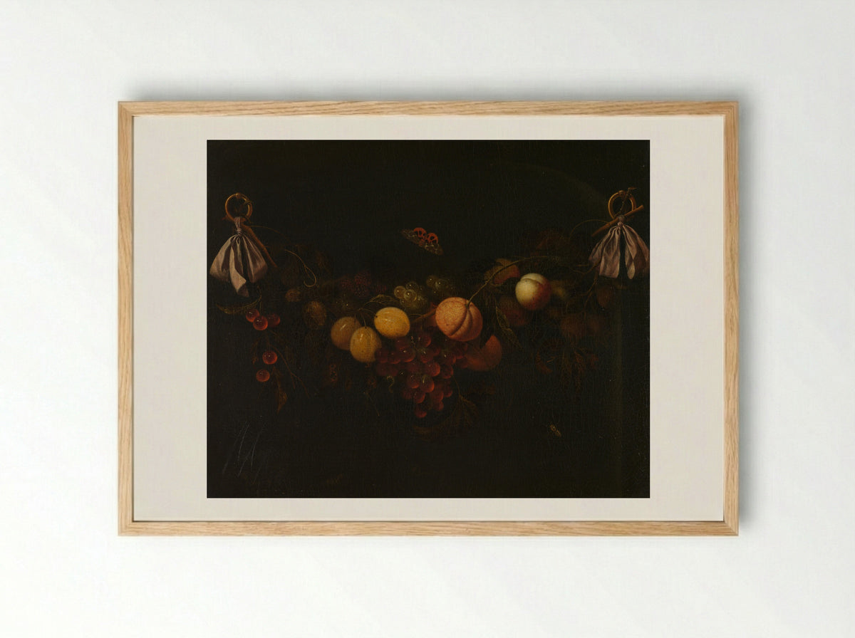 Festoen van vruchten - Johannes Borman - Framed Print Wood