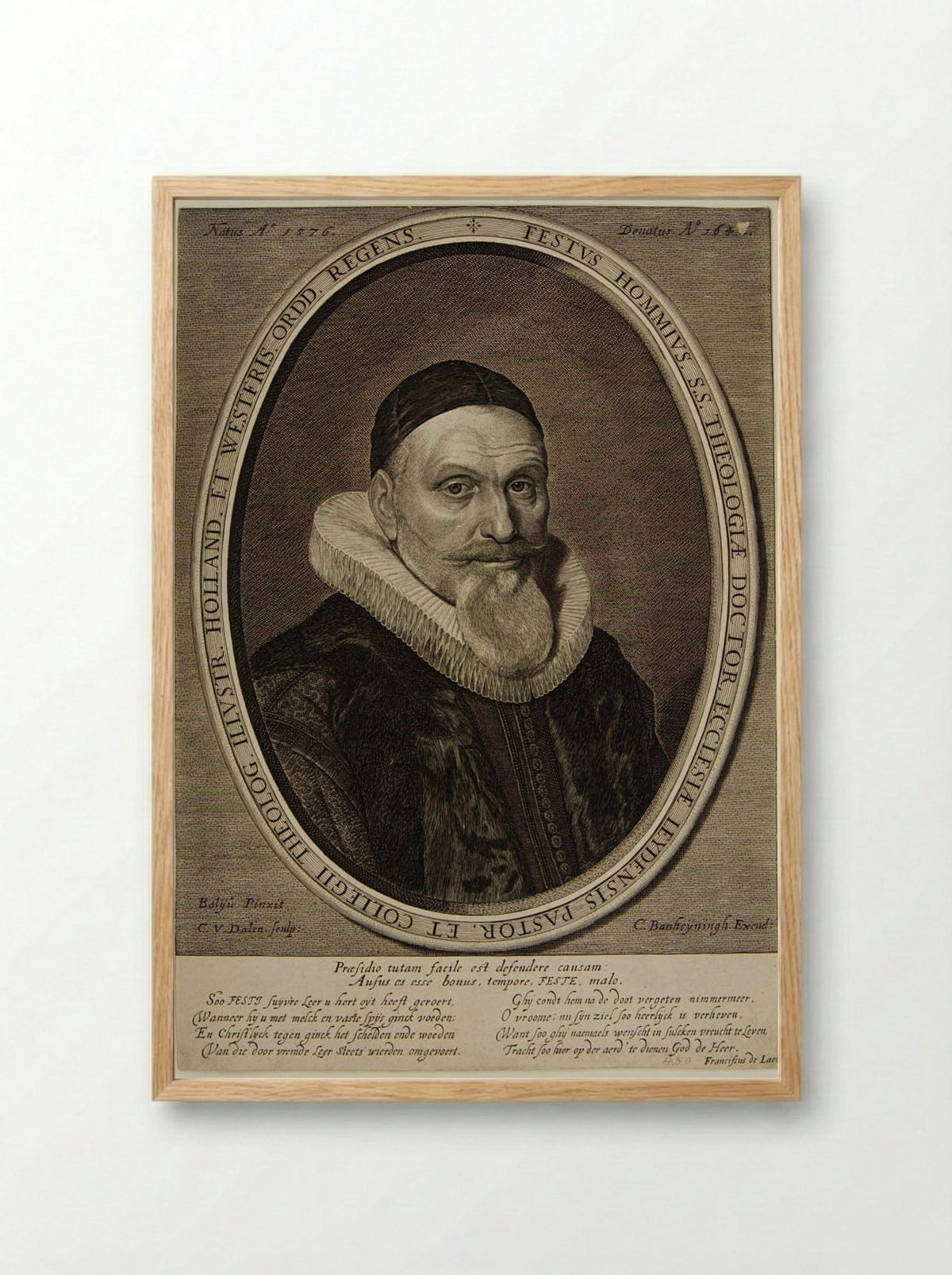 Festus Hommius - Cornelis van Dalen the Elder - Framed Print Wood
