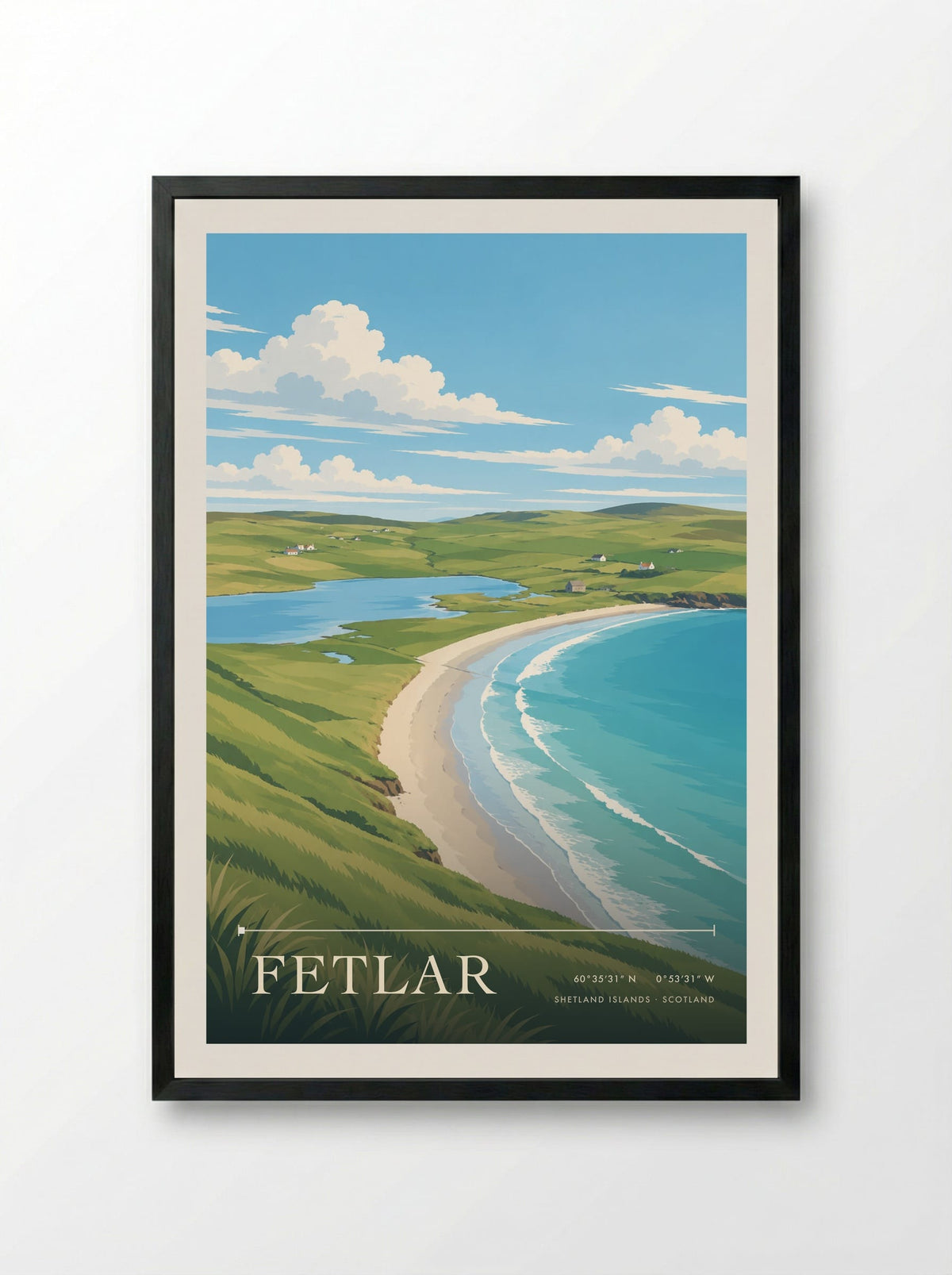 Fetlar, Shetland Islands | Travel Poster - Framed Print Black