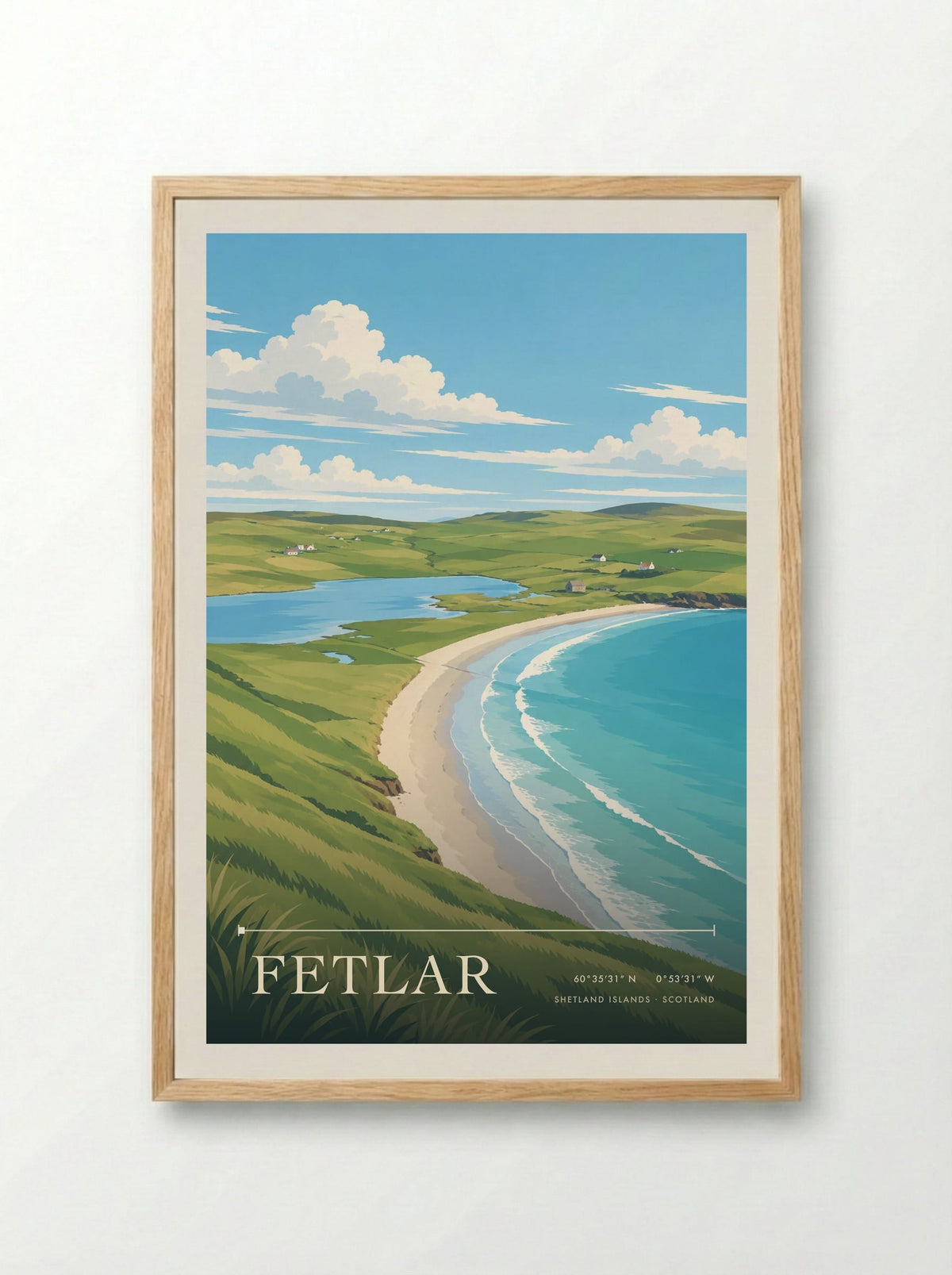 Fetlar, Shetland Islands | Travel Poster - Framed Print Wood