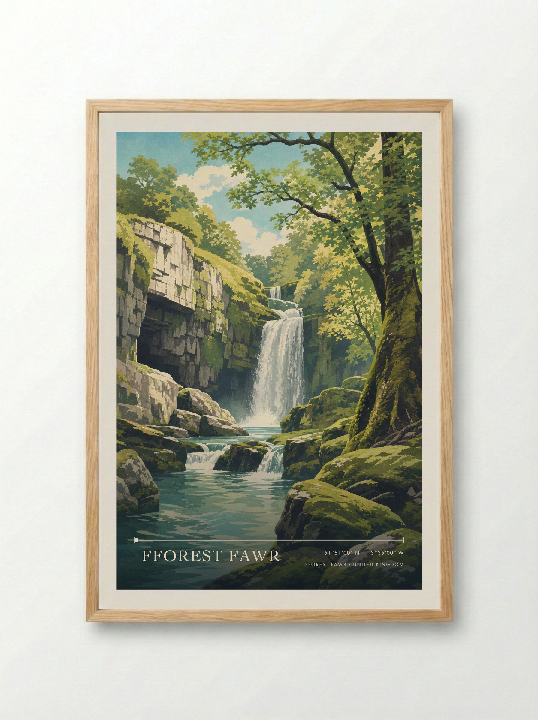 Fforest Fawr United Kingdom Travel Poster - Framed Print Wood