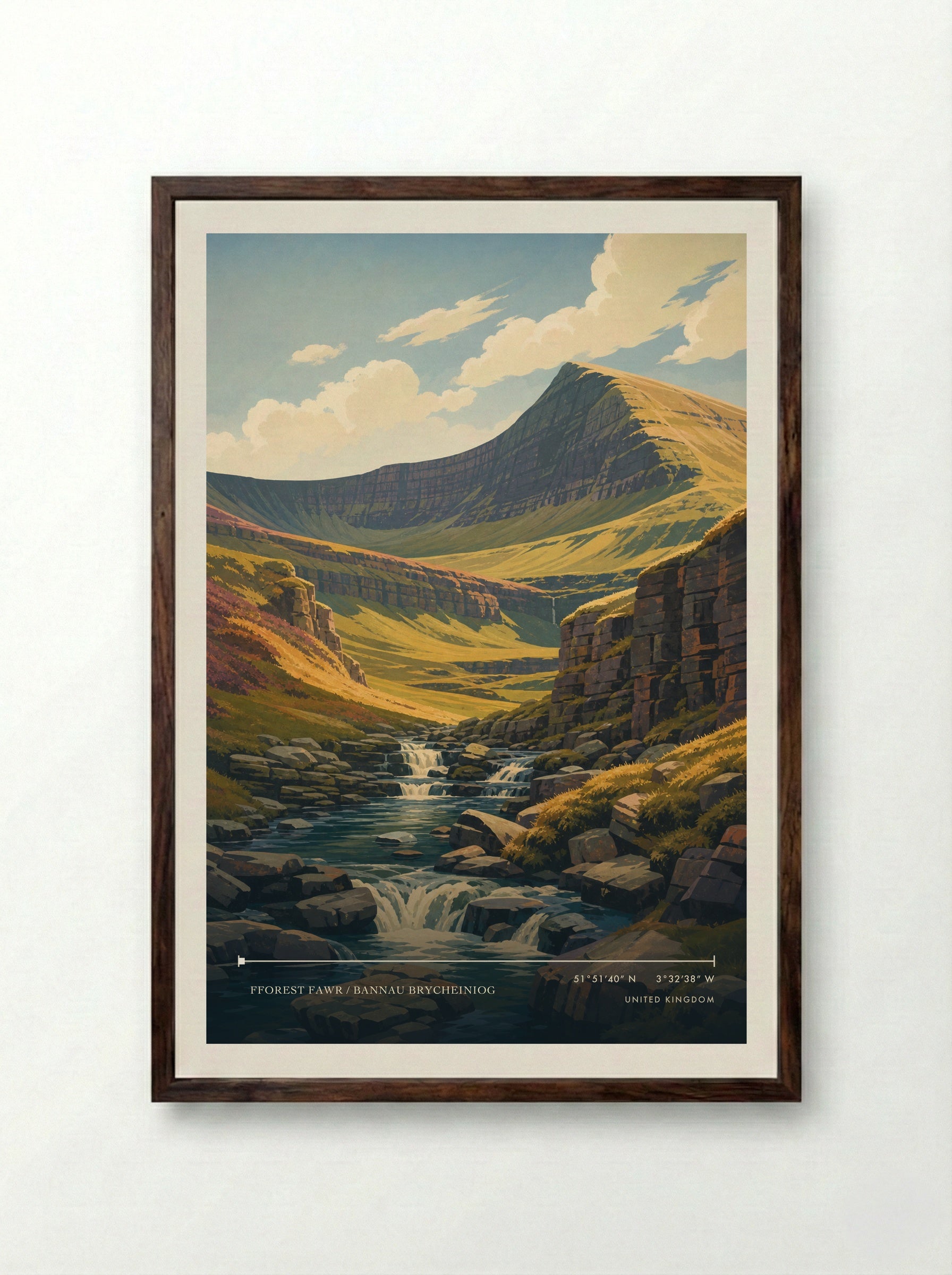 Fforest Fawr / Bannau Brycheiniog United Kingdom Travel Poster - Framed Print Dark Wood