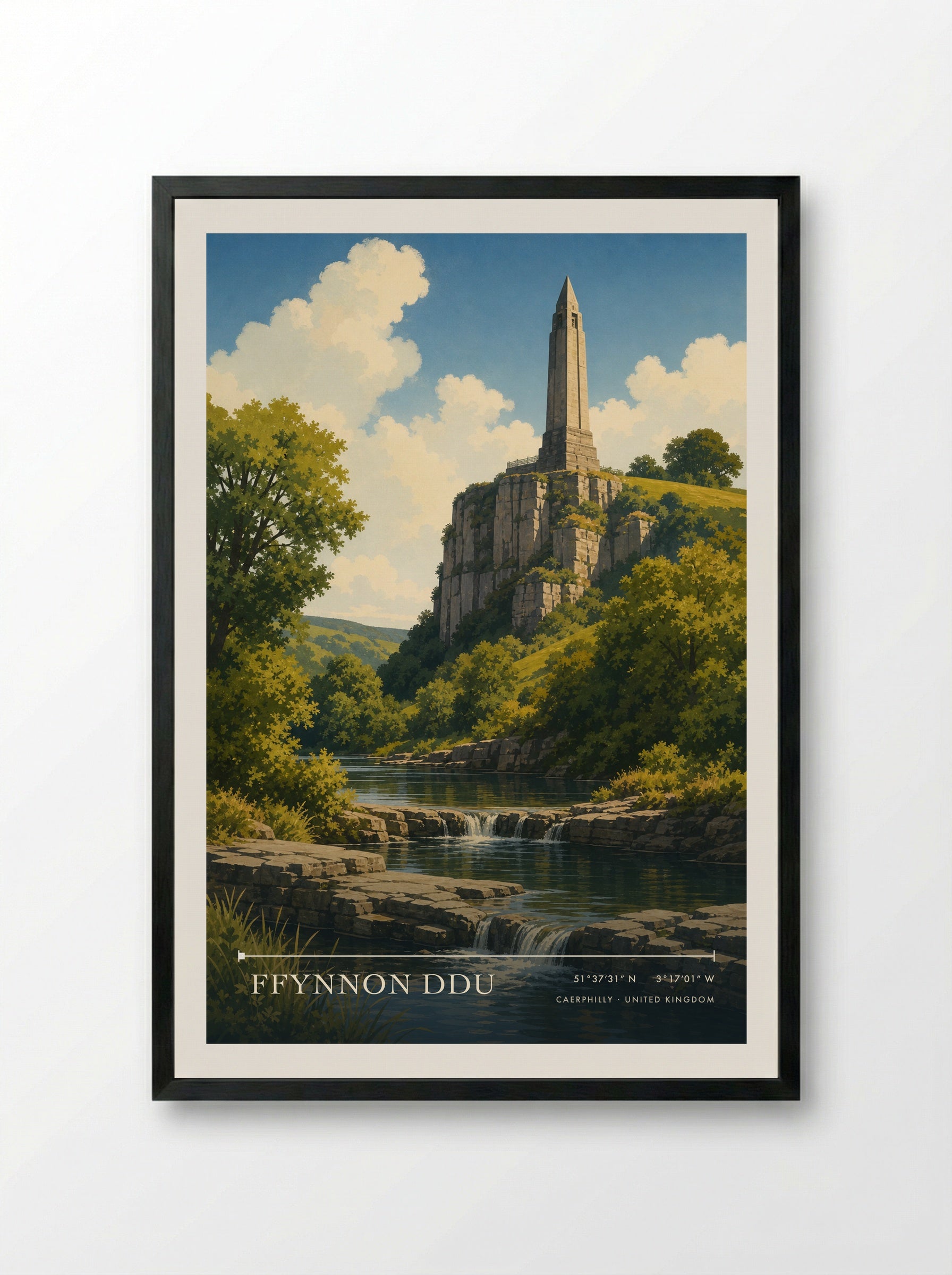 Ffynnon Ddu Caerphilly United Kingdom Travel Poster - Framed Print Black