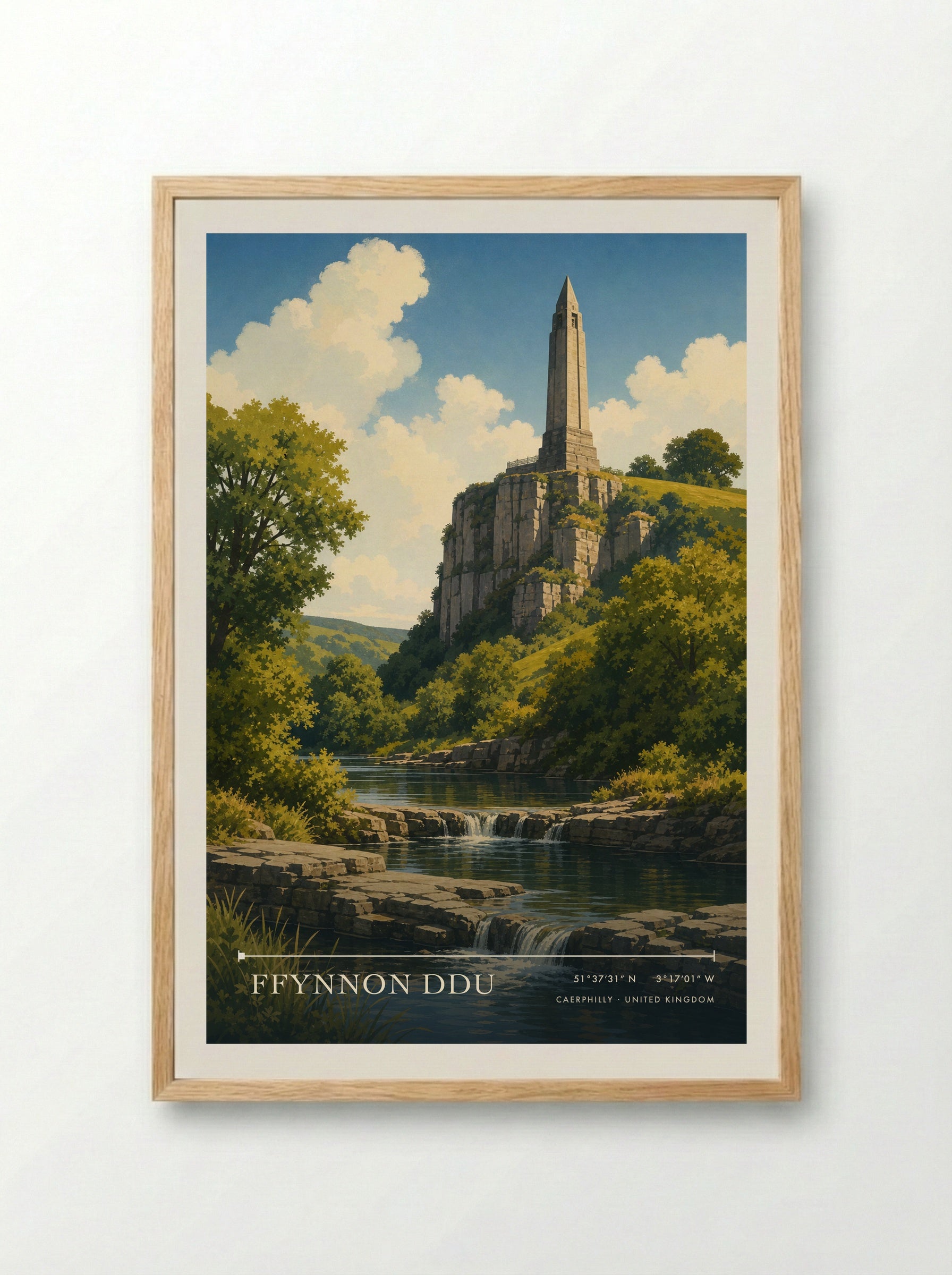 Ffynnon Ddu Caerphilly United Kingdom Travel Poster - Framed Print Wood