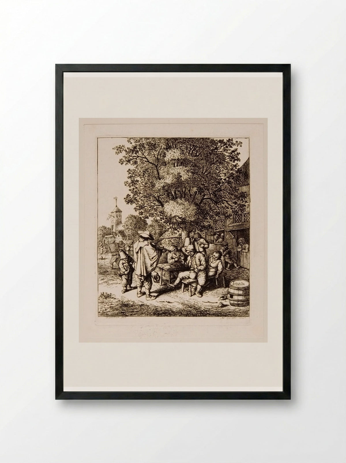 Fiddler and Hurdy-gurdy Boy - David Deuchar - Framed Print Black