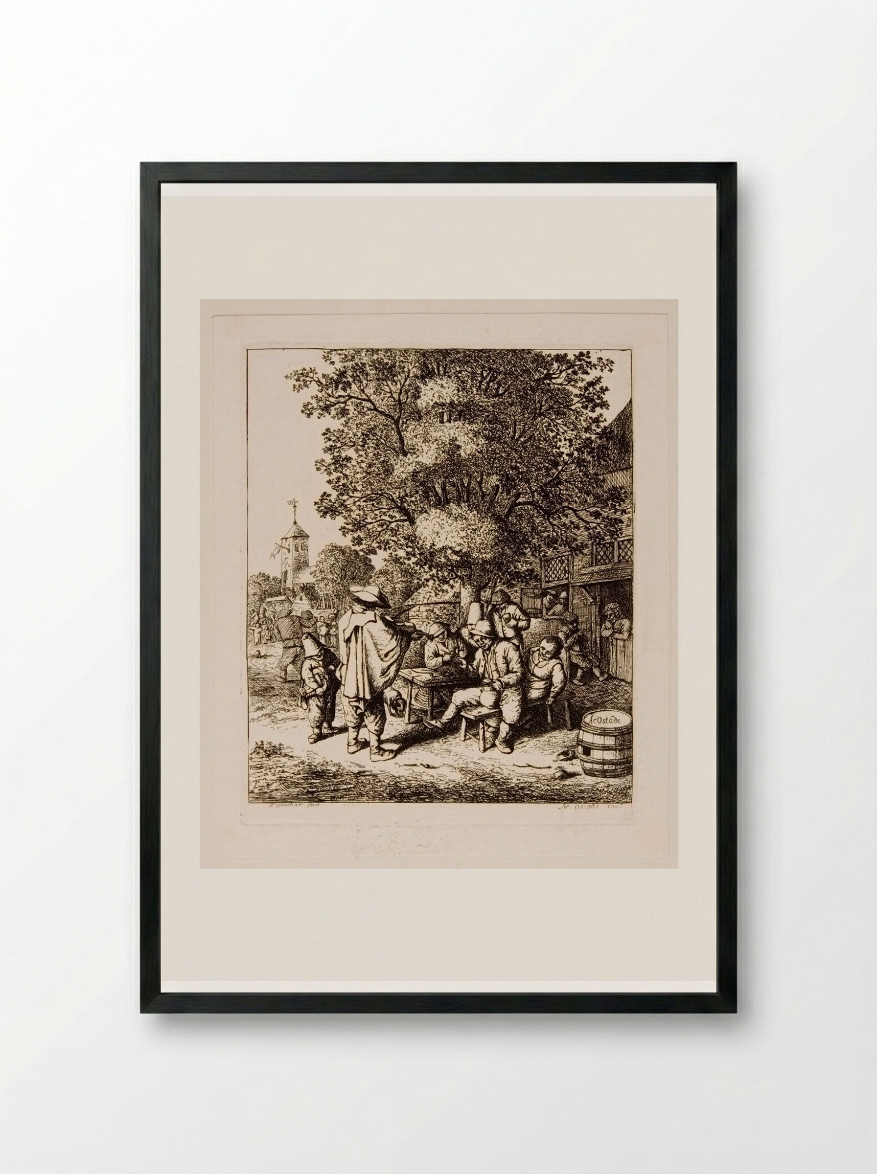 Fiddler and Hurdy-gurdy Boy - David Deuchar - Framed Print Black