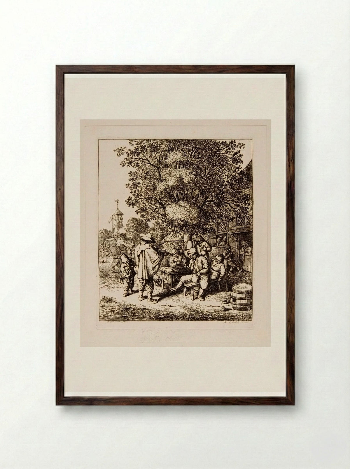 Fiddler and Hurdy-gurdy Boy - David Deuchar - Framed Print Dark Wood