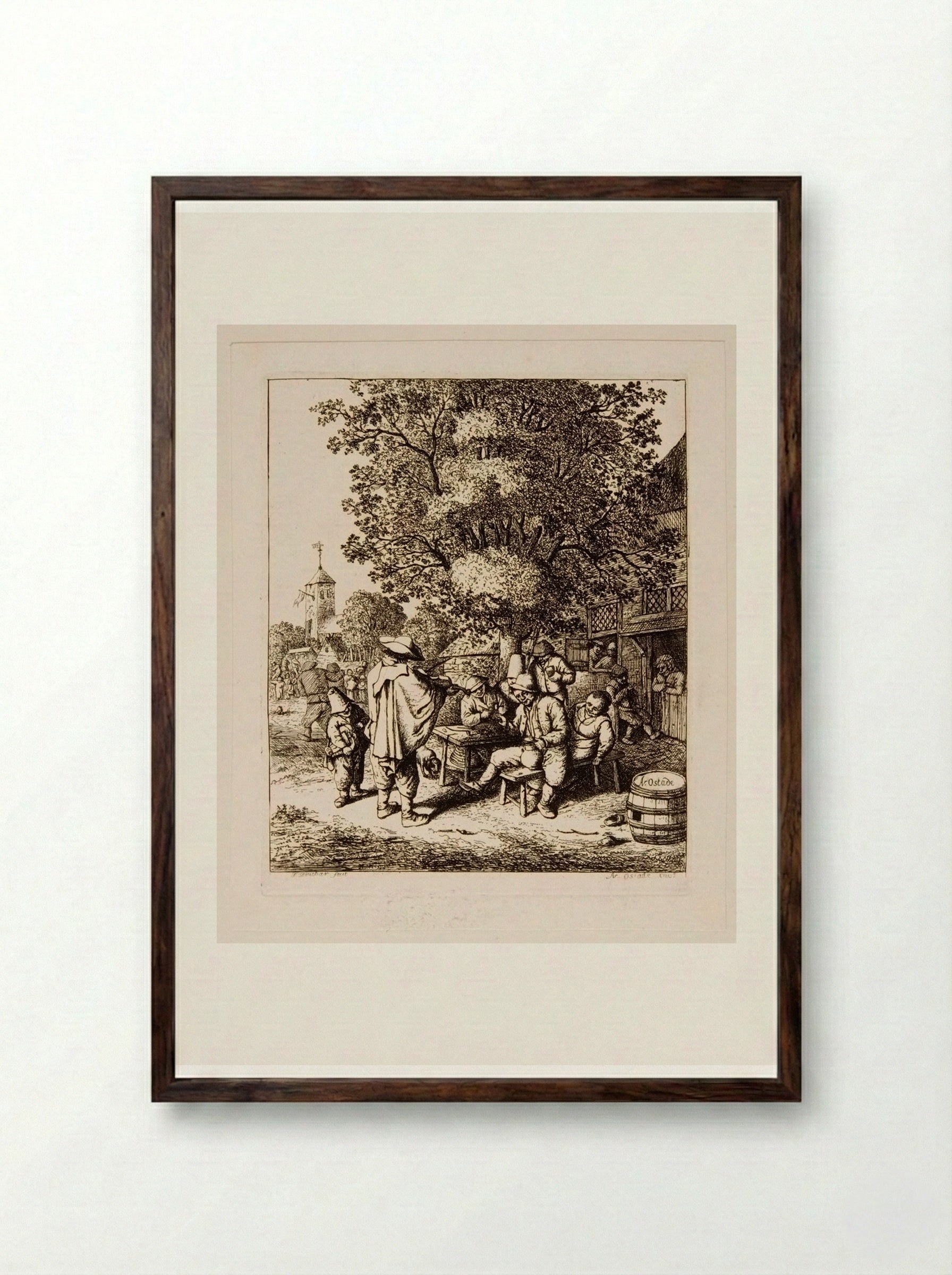 Fiddler and Hurdy-gurdy Boy - David Deuchar - Framed Print Dark Wood