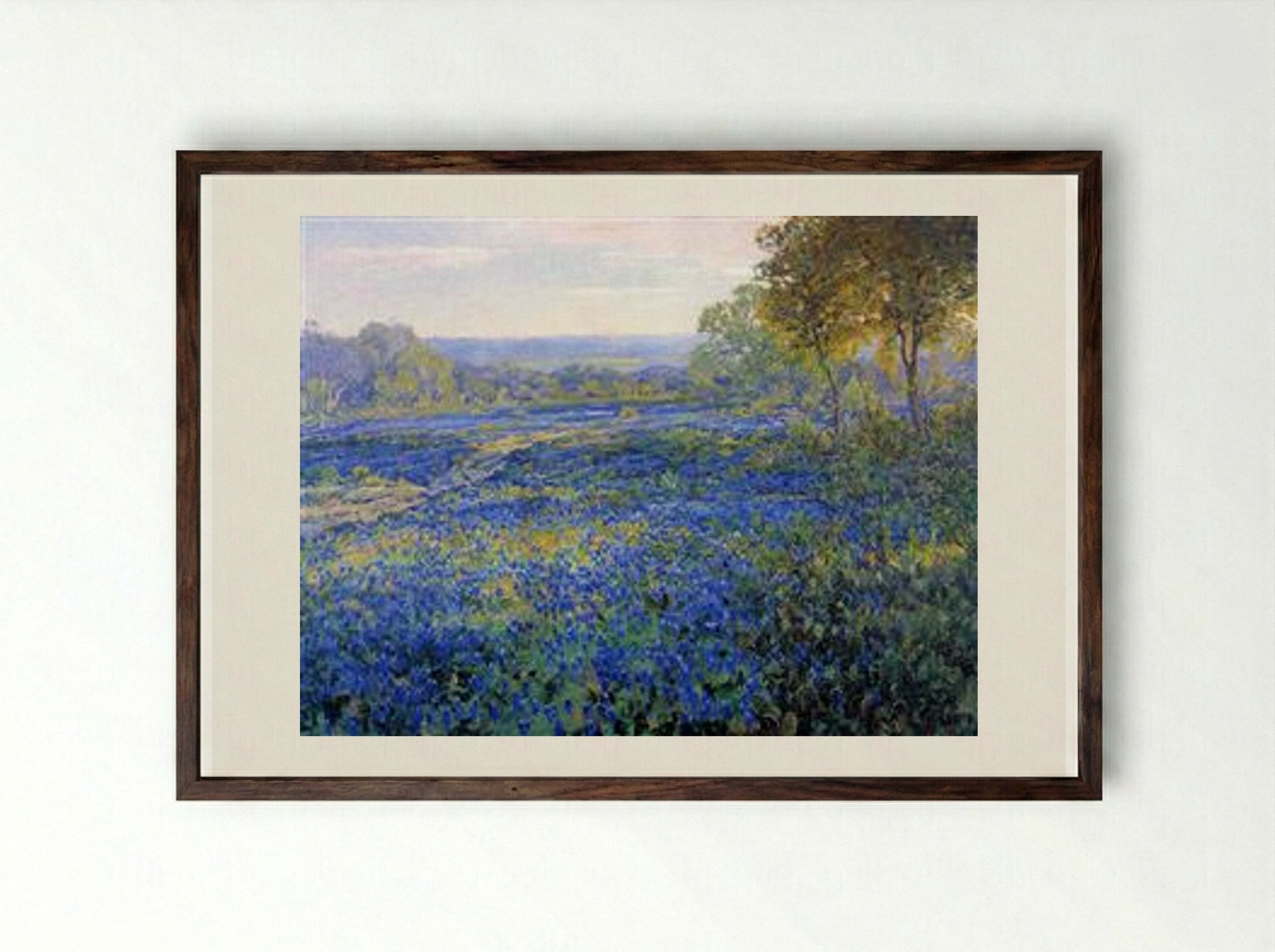 Fields of Bluebonnets - Robert Julian Onderdonk - Framed Print Dark Wood