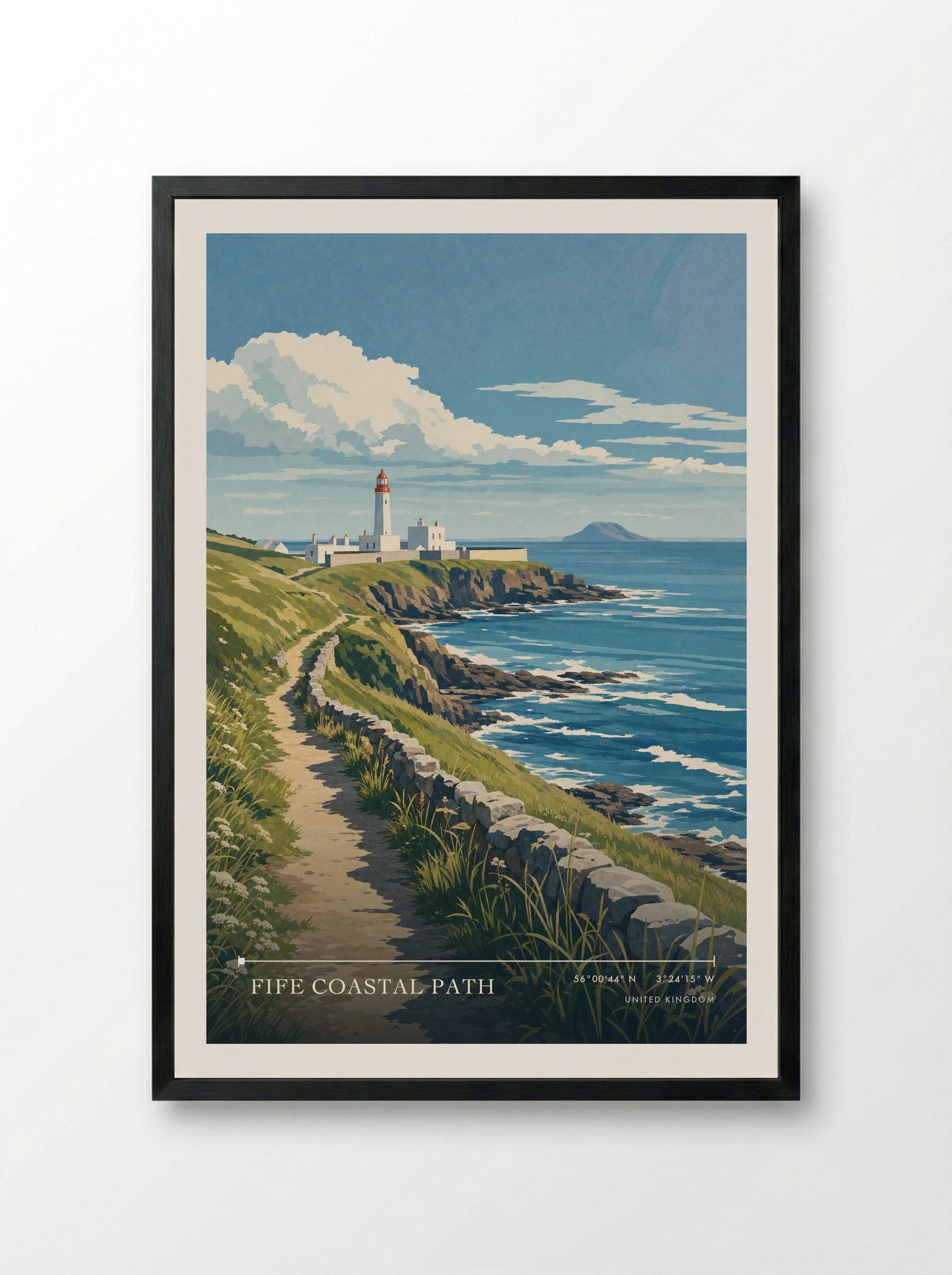Fife Coastal Path United Kingdom Travel Poster - Framed Print Black