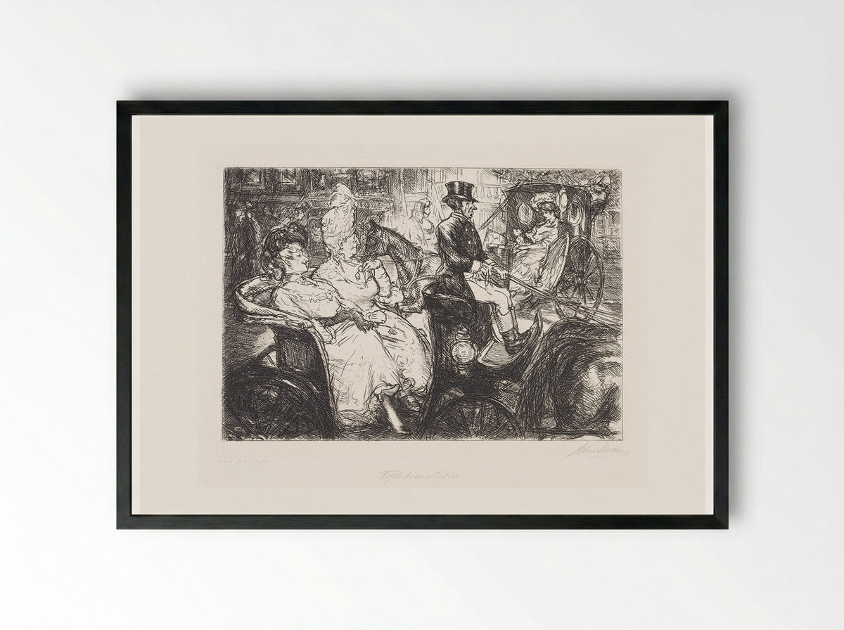 Fifth Avenue Critics - John French Sloan - Framed Print Black