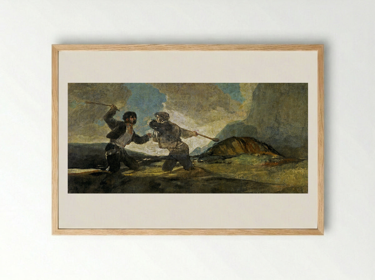 Fight With Cudgels - Francisco Goya - Framed Print Wood