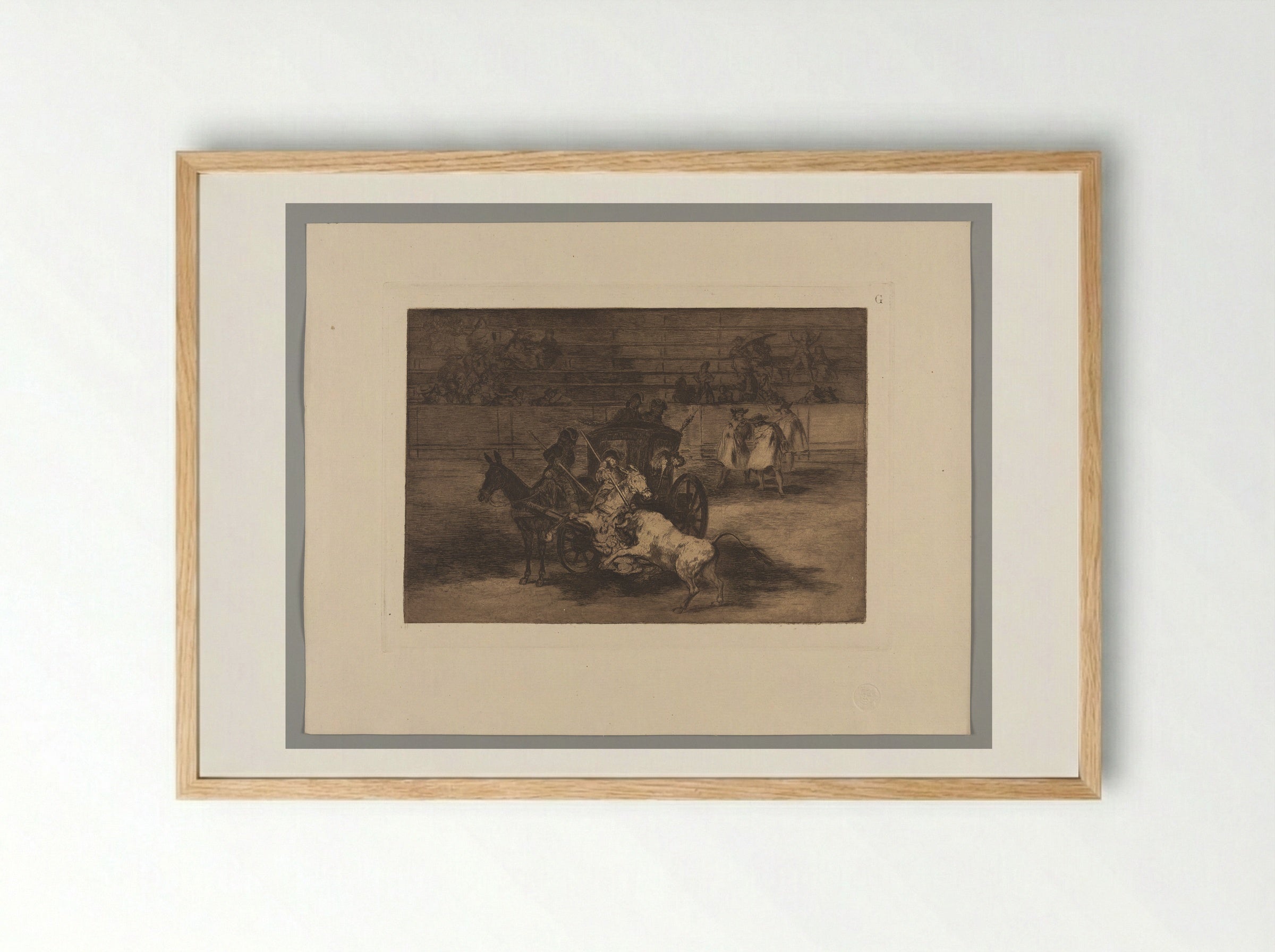 Fight in a Carriage Harnessed to Two Mules - Francisco José de Goya y Lucientes - Framed Print Wood