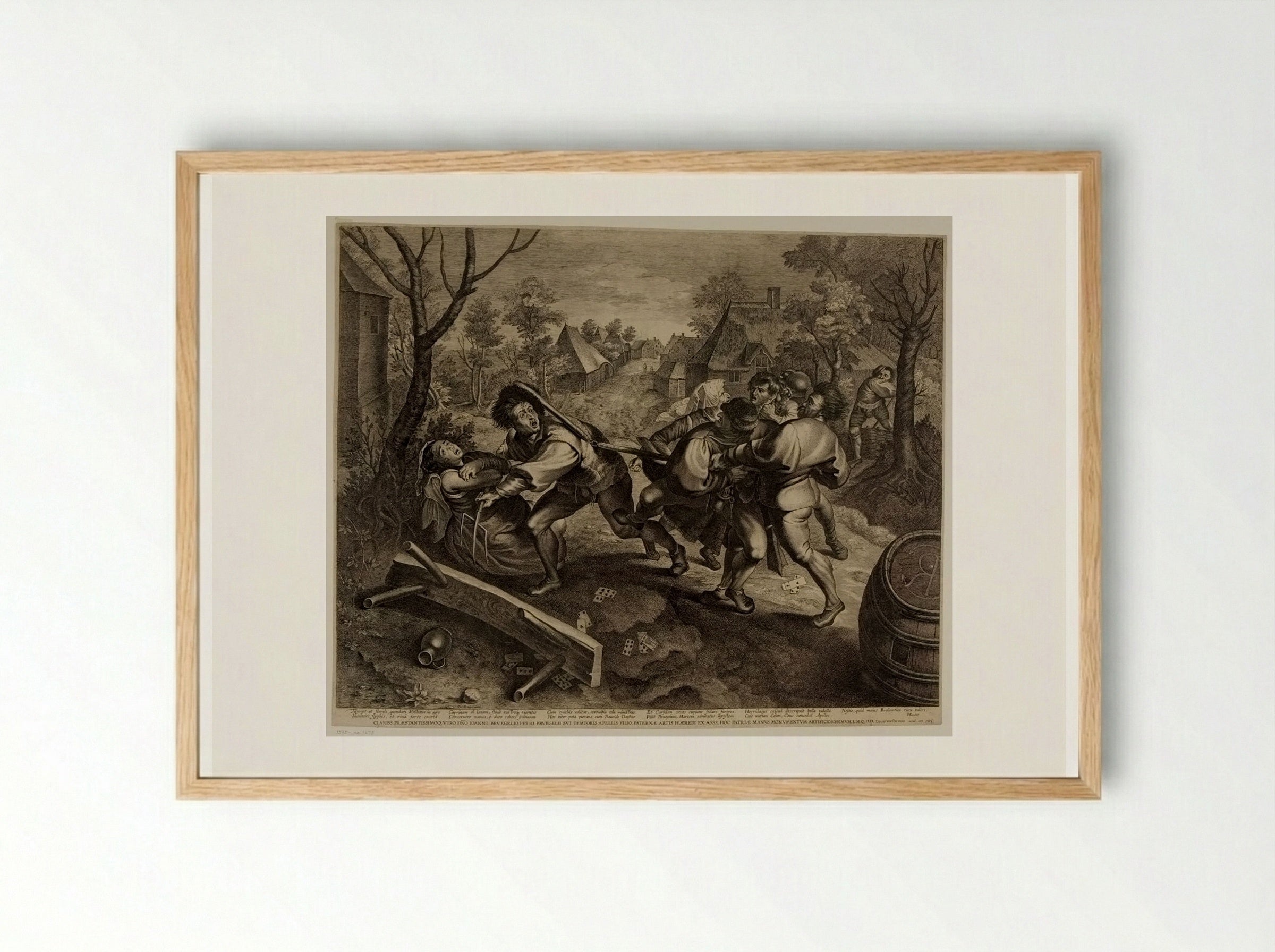 Fight of Peasants at Cards - Lucas Vorsterman I - Framed Print Wood