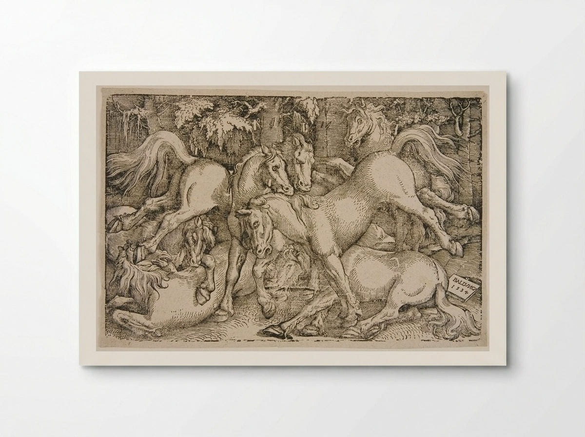 Fighting Wild Horses in a Wood - Hans Baldung Grien - Poster