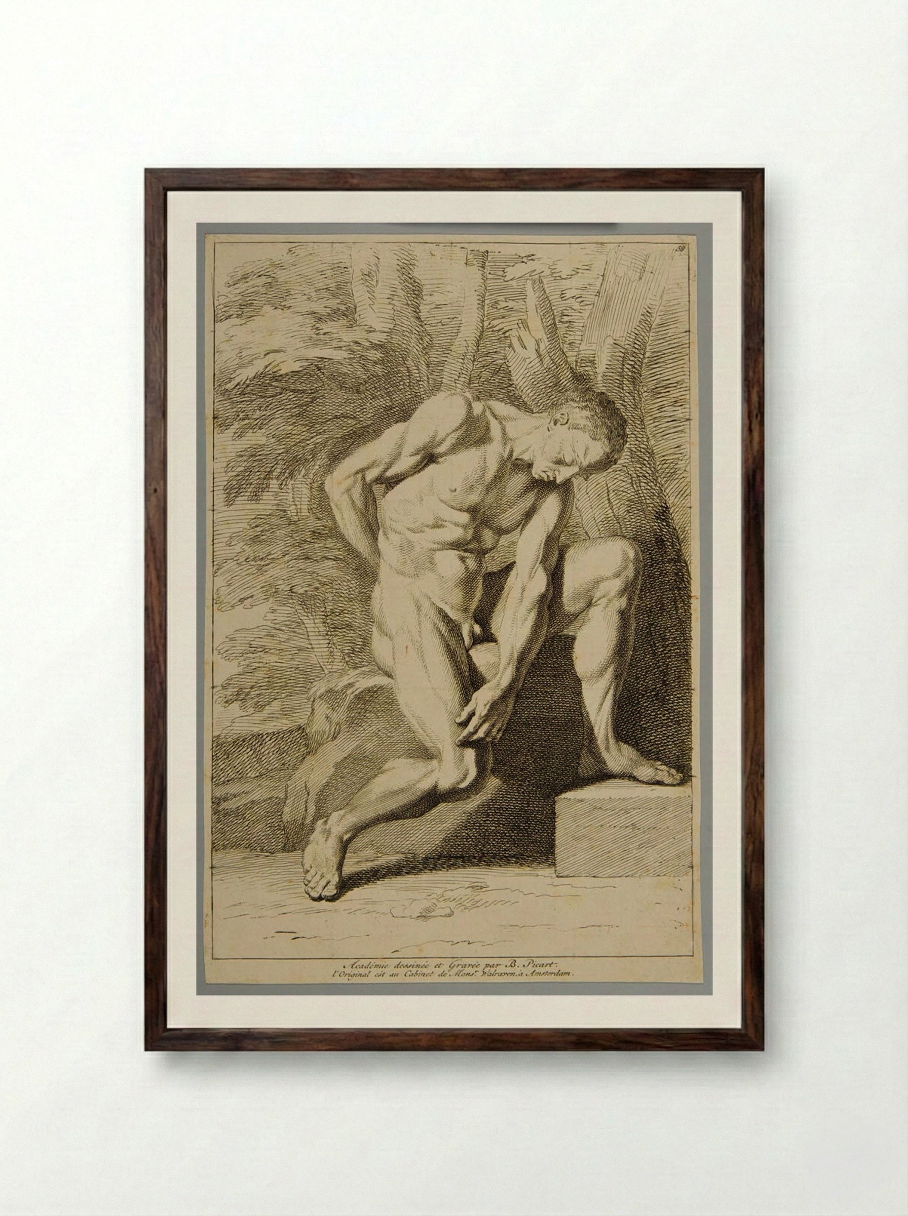 Figure of a Man - Bernard Picart - Framed Print Dark Wood