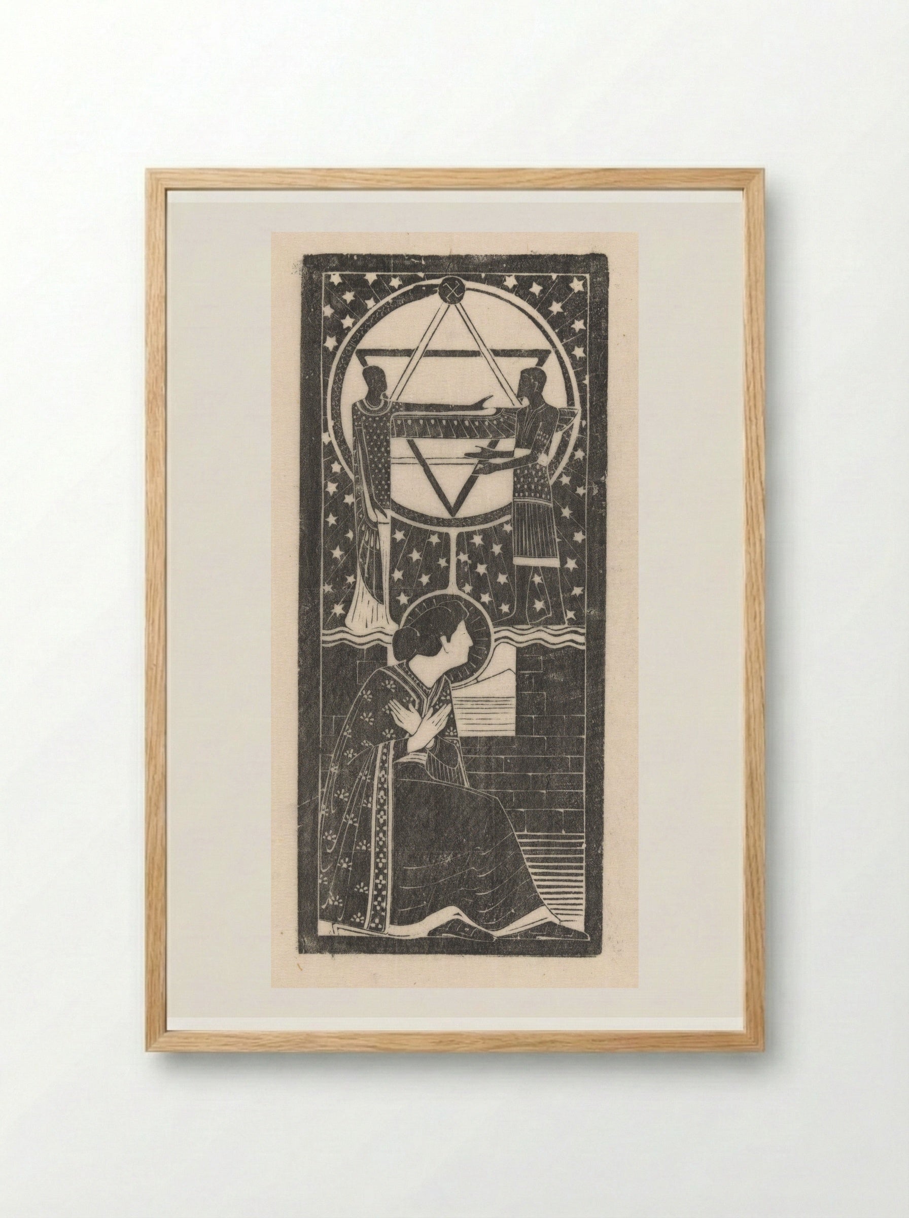 Figuren bij een theosofisch embleem - Karel Petrus Cornelis de Bazel - Framed Print Wood