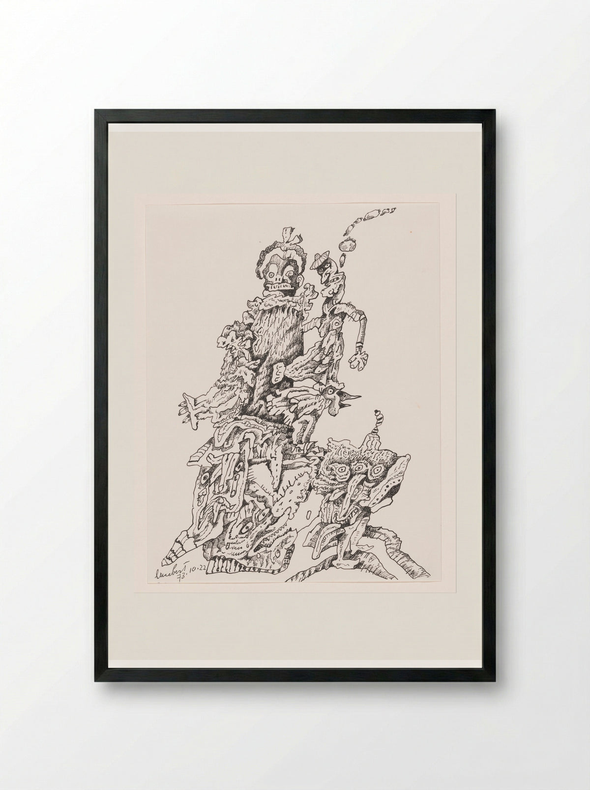 Figuren binnen spitse berg - Lucebert - Framed Print Black