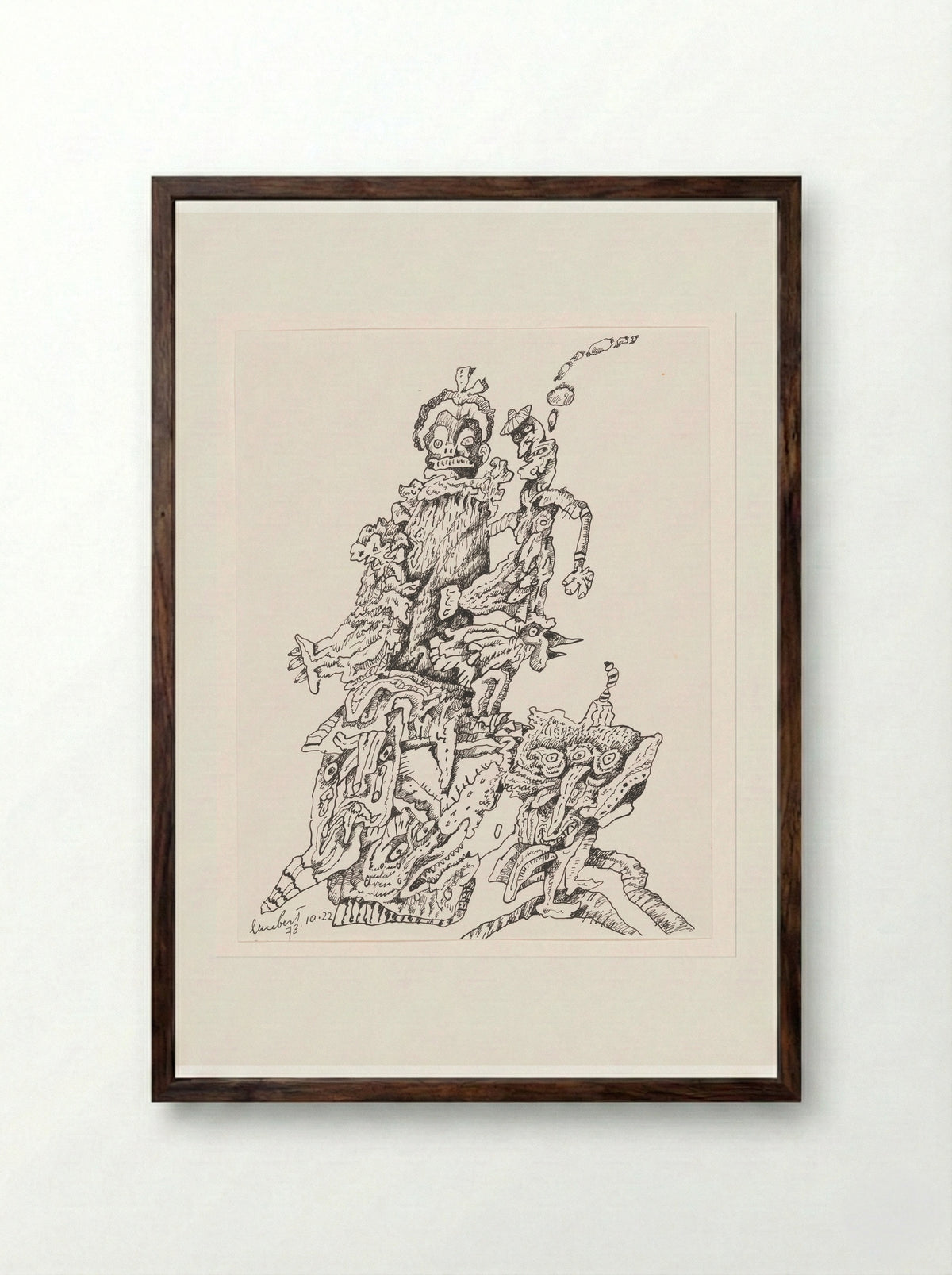 Figuren binnen spitse berg - Lucebert - Framed Print Dark Wood