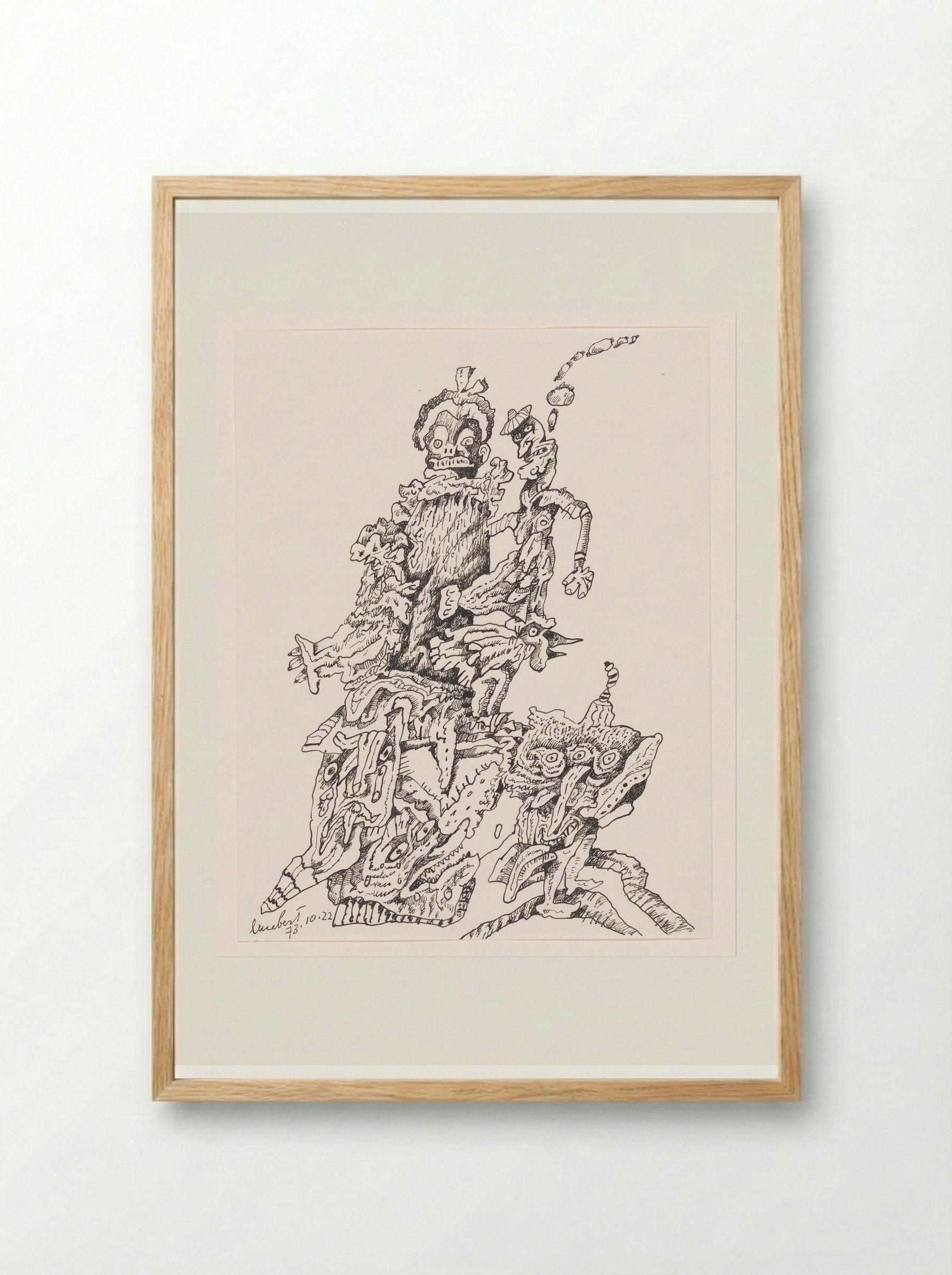 Figuren binnen spitse berg - Lucebert - Framed Print Wood