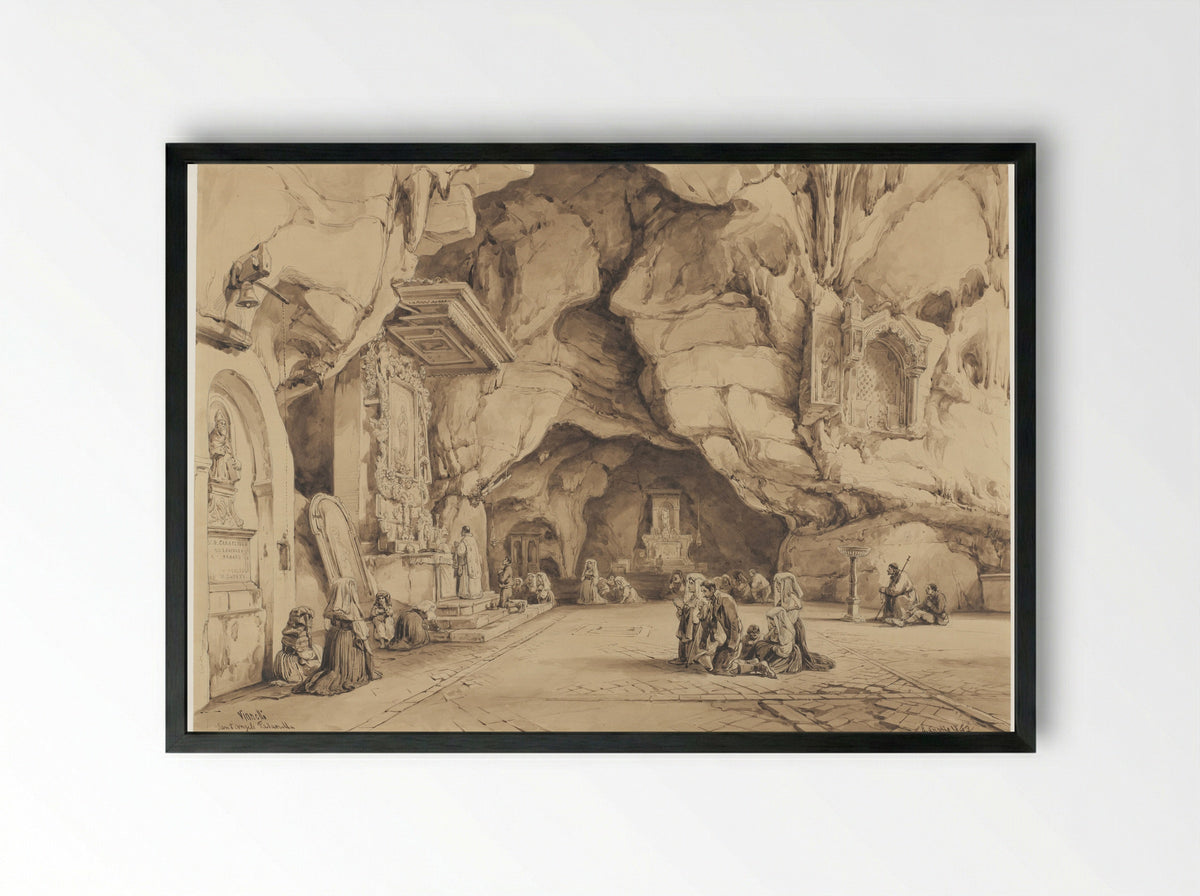 Figuren in de rotskapel van Sant'Angelo Fasanella - Achille Vianelli - Framed Print Black