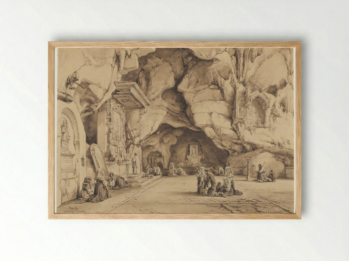 Figuren in de rotskapel van Sant'Angelo Fasanella - Achille Vianelli - Framed Print Wood