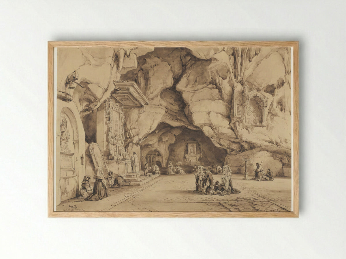 Figuren in de rotskapel van Sant'Angelo Fasanella - Achille Vianelli - Framed Print Wood