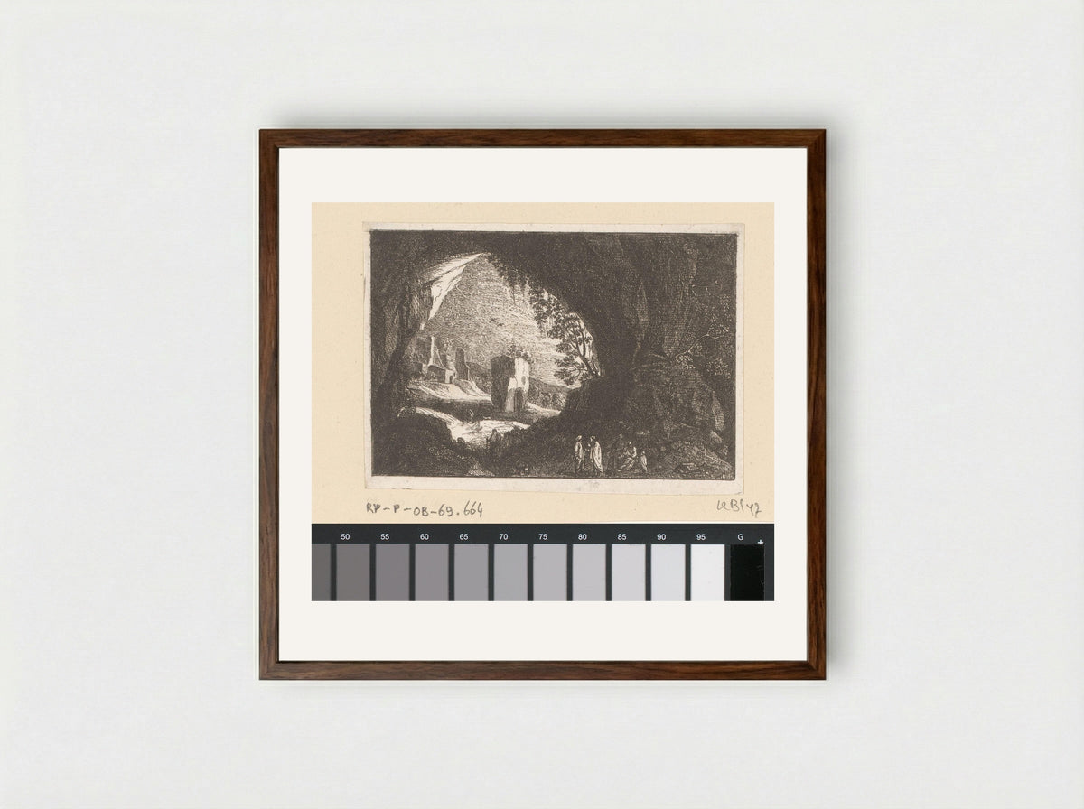 Figuren in een grot - Antoine de Marcenay de Ghuy - Framed Print Dark Wood