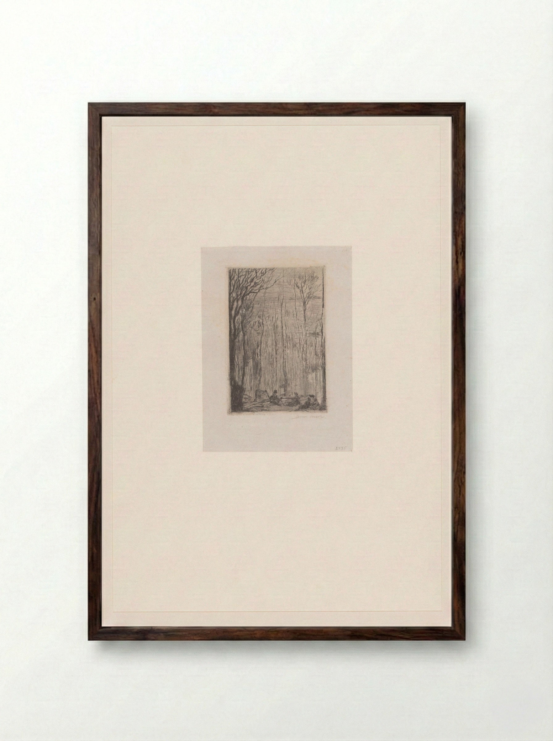 Figuren in het bos bij Groenendael - James Ensor - Framed Print Dark Wood