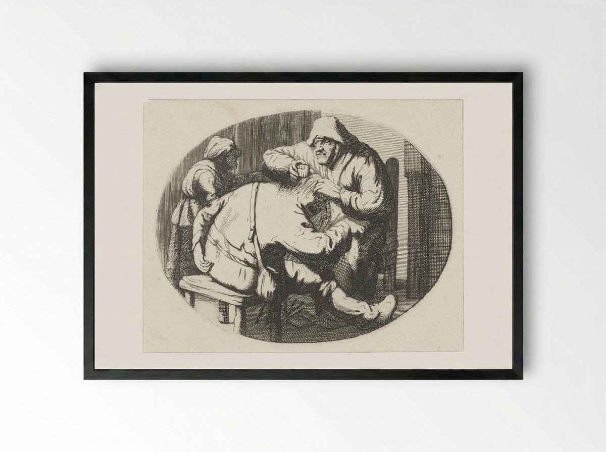 Figuren met luizenkam - Cornelis A. Hellemans - Framed Print Black