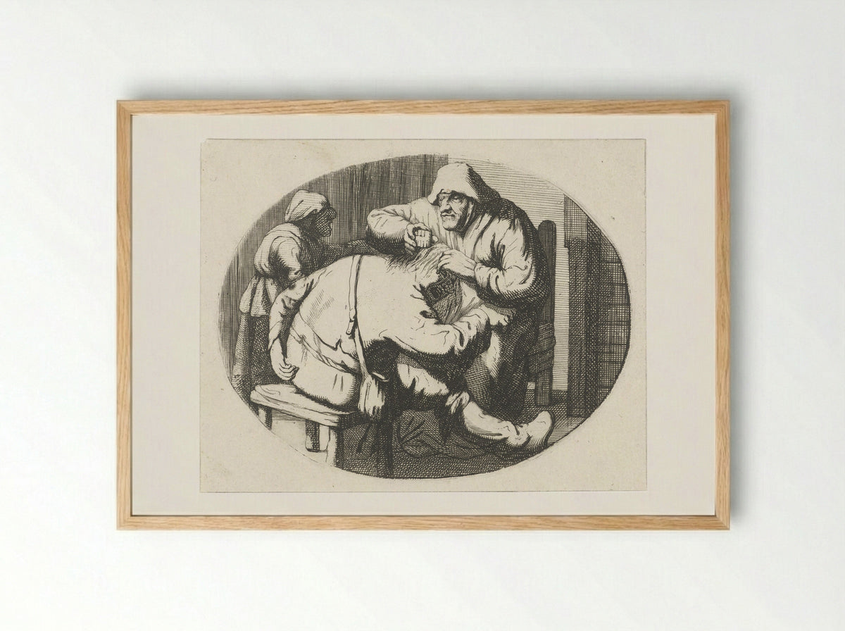 Figuren met luizenkam - Cornelis A. Hellemans - Framed Print Wood