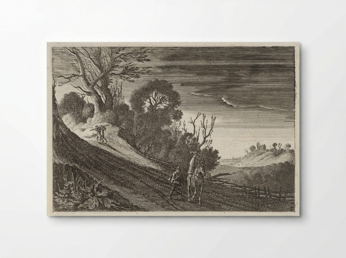 Figuren op een pad bij schemering - Gillis van Scheyndel (I) - Poster