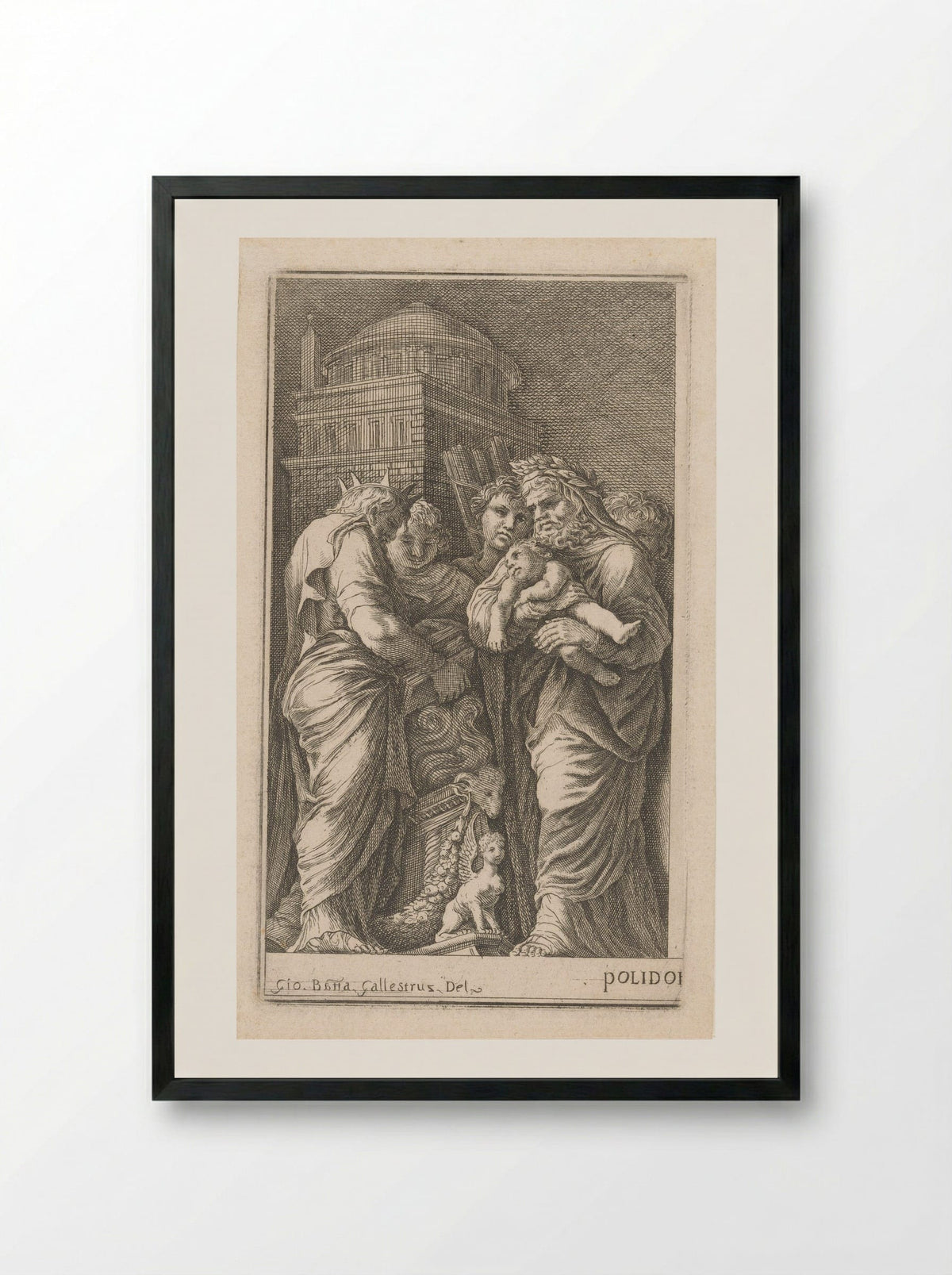 Figuren rondom een altaar - Giovanni Francesco Venturini - Framed Print Black