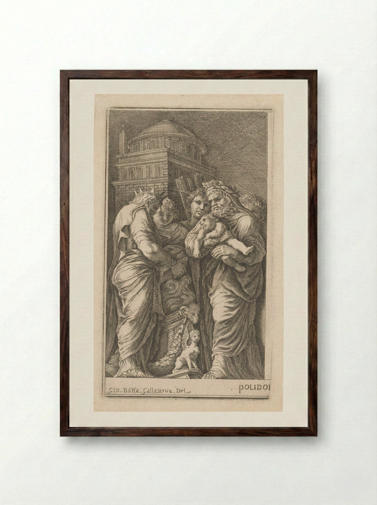Figuren rondom een altaar - Giovanni Francesco Venturini - Framed Print Dark Wood