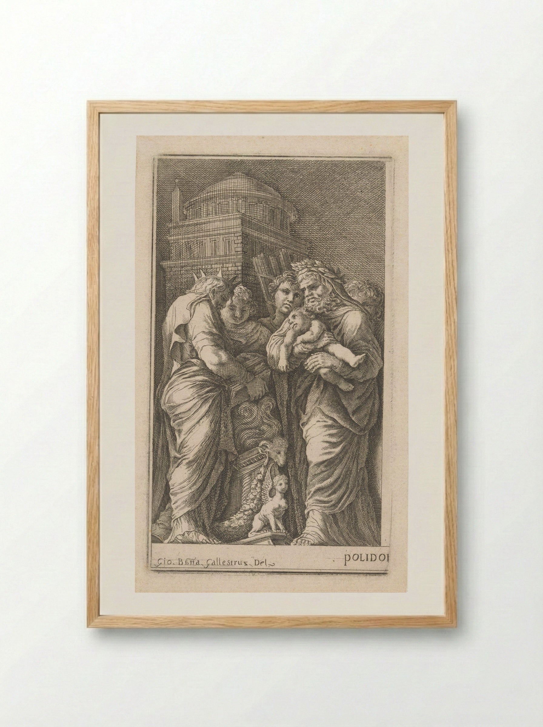 Figuren rondom een altaar - Giovanni Francesco Venturini - Framed Print Wood