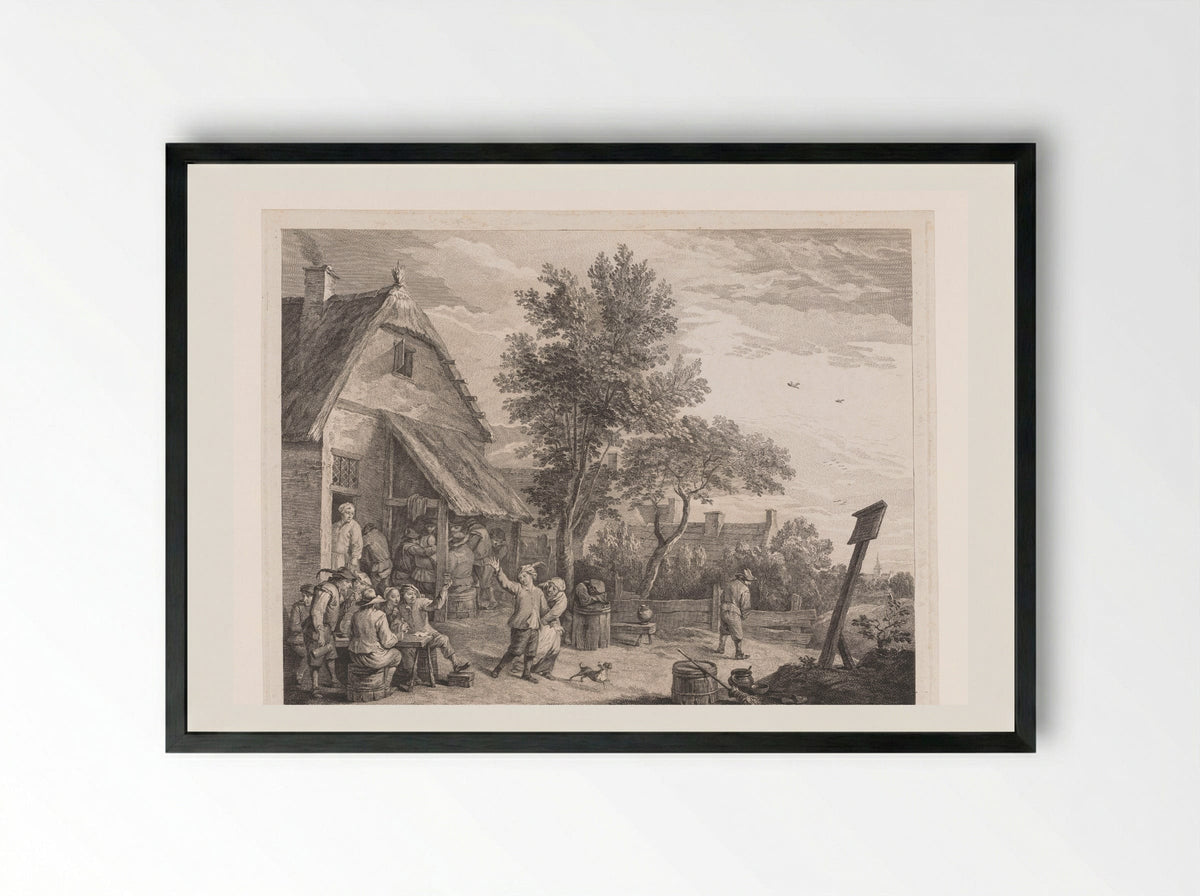 Figuren voor een herberg - Jacques-Philippe Le Bas - Framed Print Black