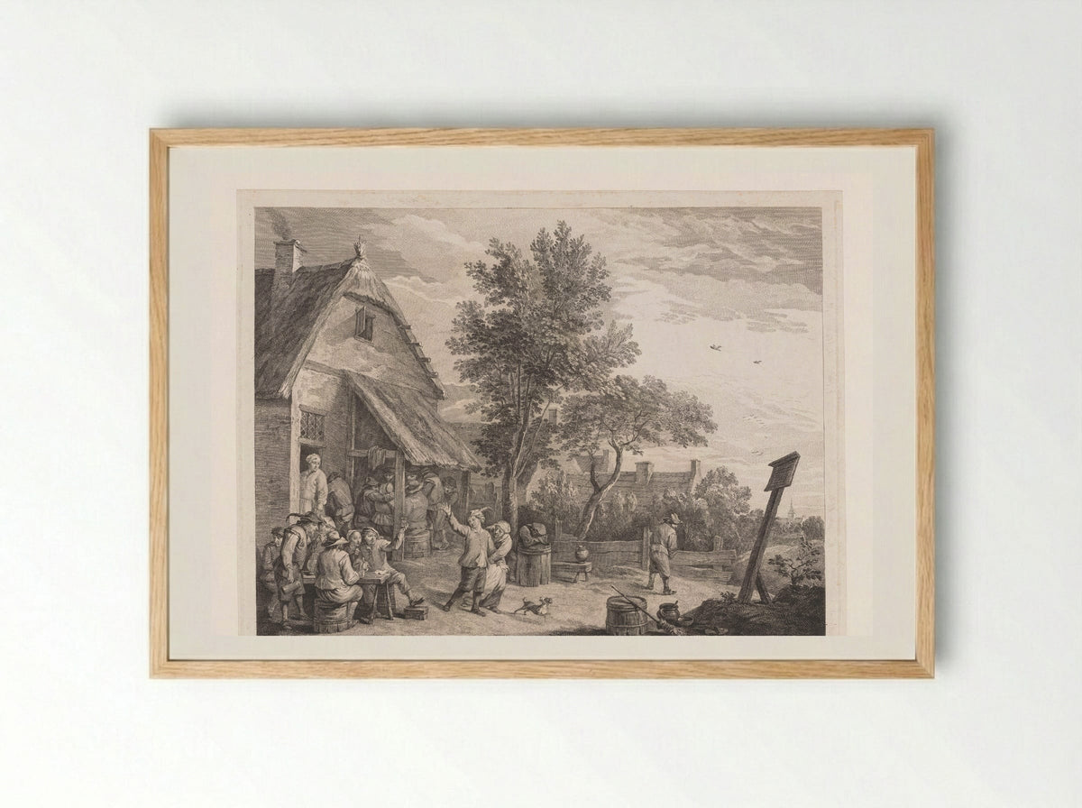 Figuren voor een herberg - Jacques-Philippe Le Bas - Framed Print Wood