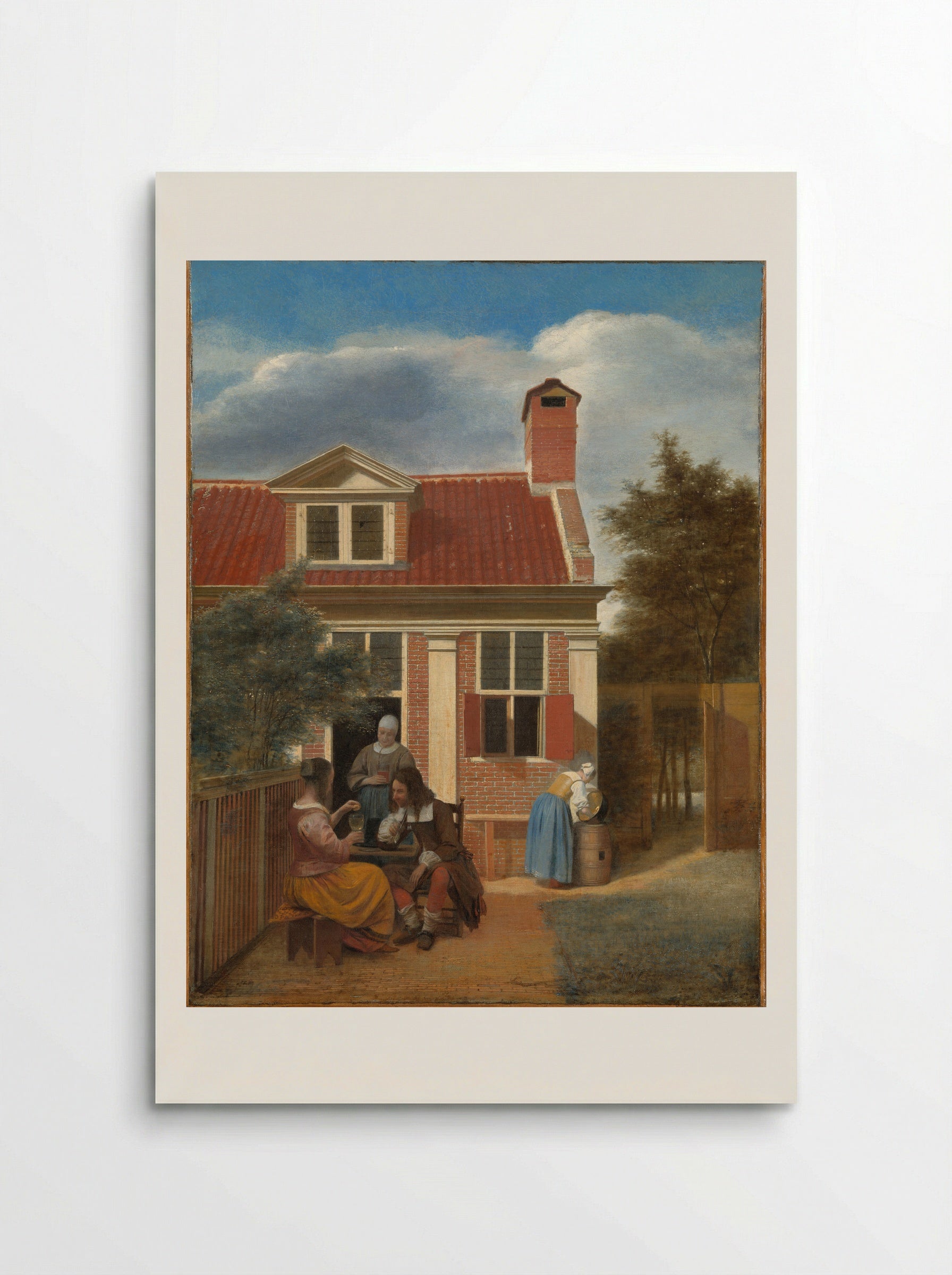 Figures in a Courtyard behind a House - Pieter de Hooch - Poster