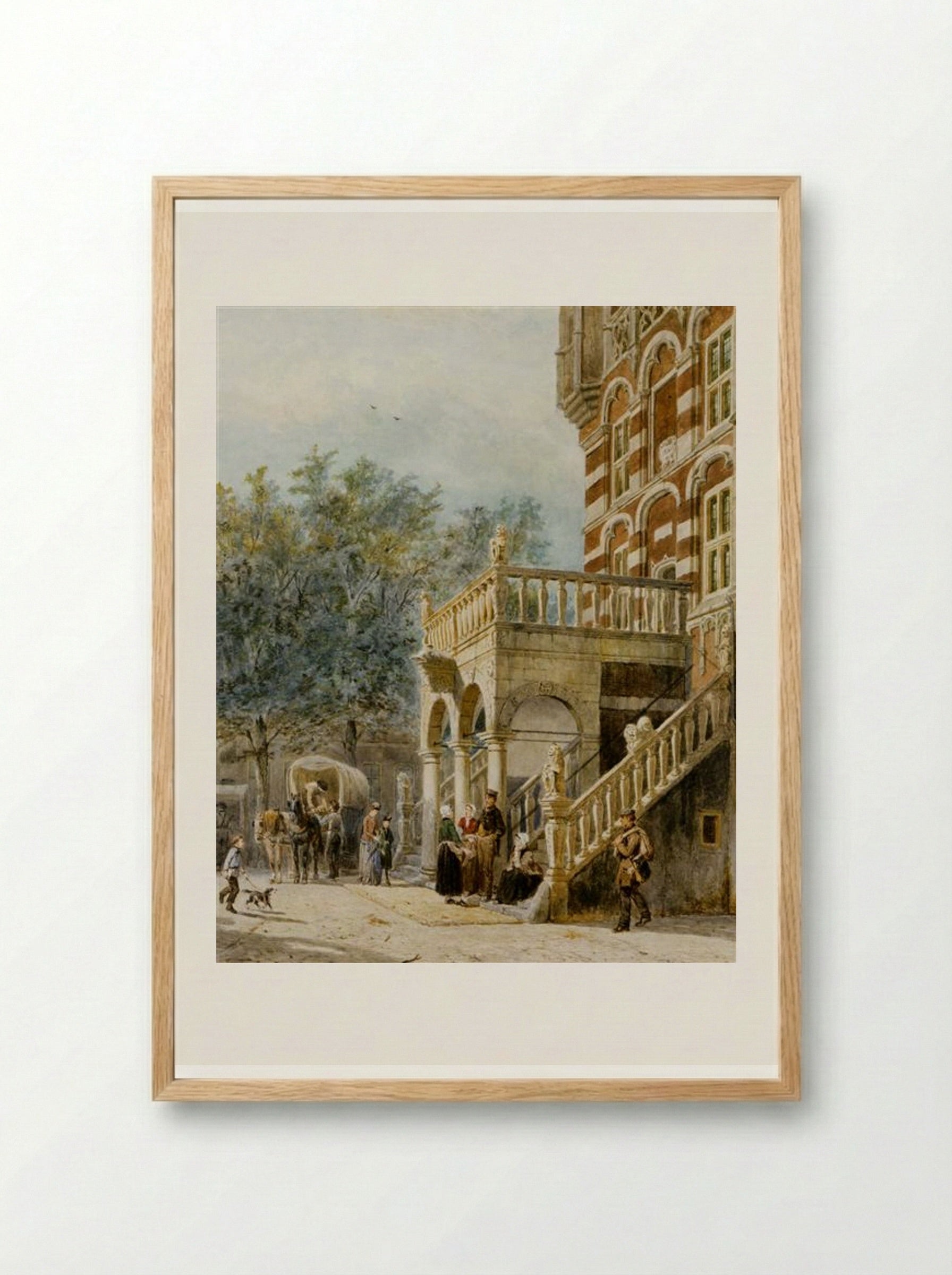 Figures on the Bank in Deventer - Cornelis Springer - Framed Print Wood