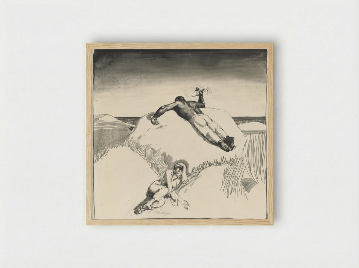 Figures on the Beach - George Bellows - Framed Print Wood