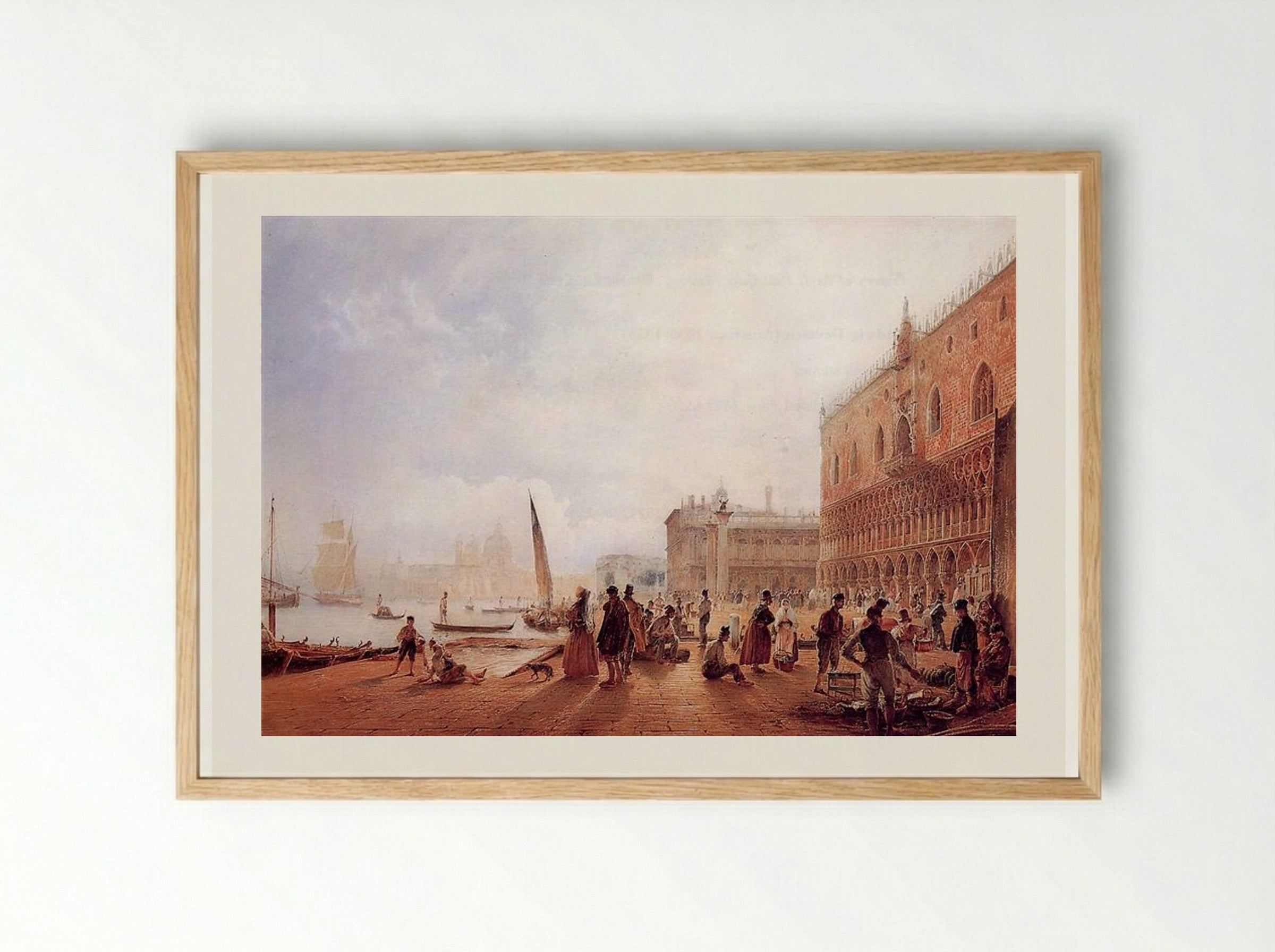 Figures on the Riva degli Schiavoni - Rudolf von Alt - Framed Print Wood
