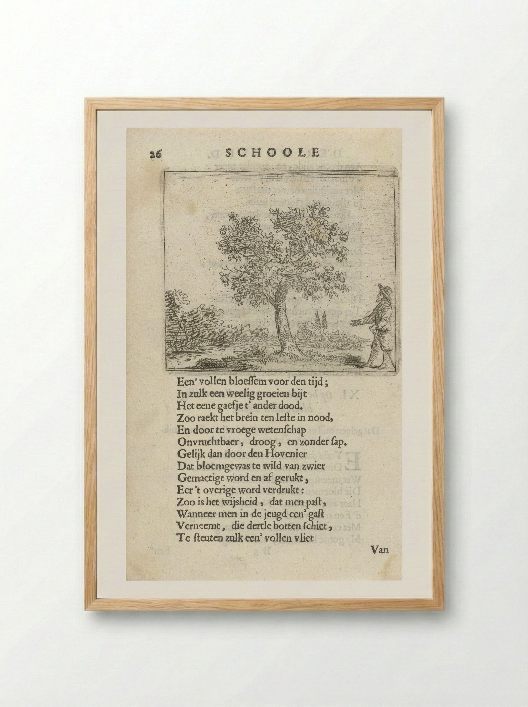 Figuur bij een appelboom - Arnold Houbraken - Framed Print Wood