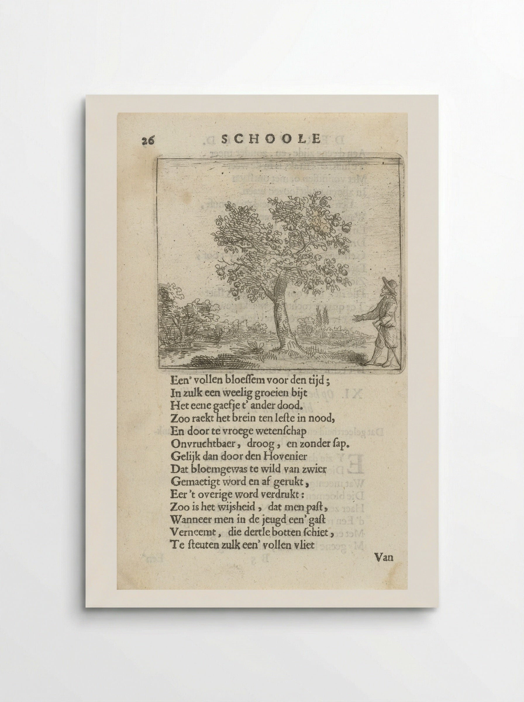 Figuur bij een appelboom - Arnold Houbraken - Poster