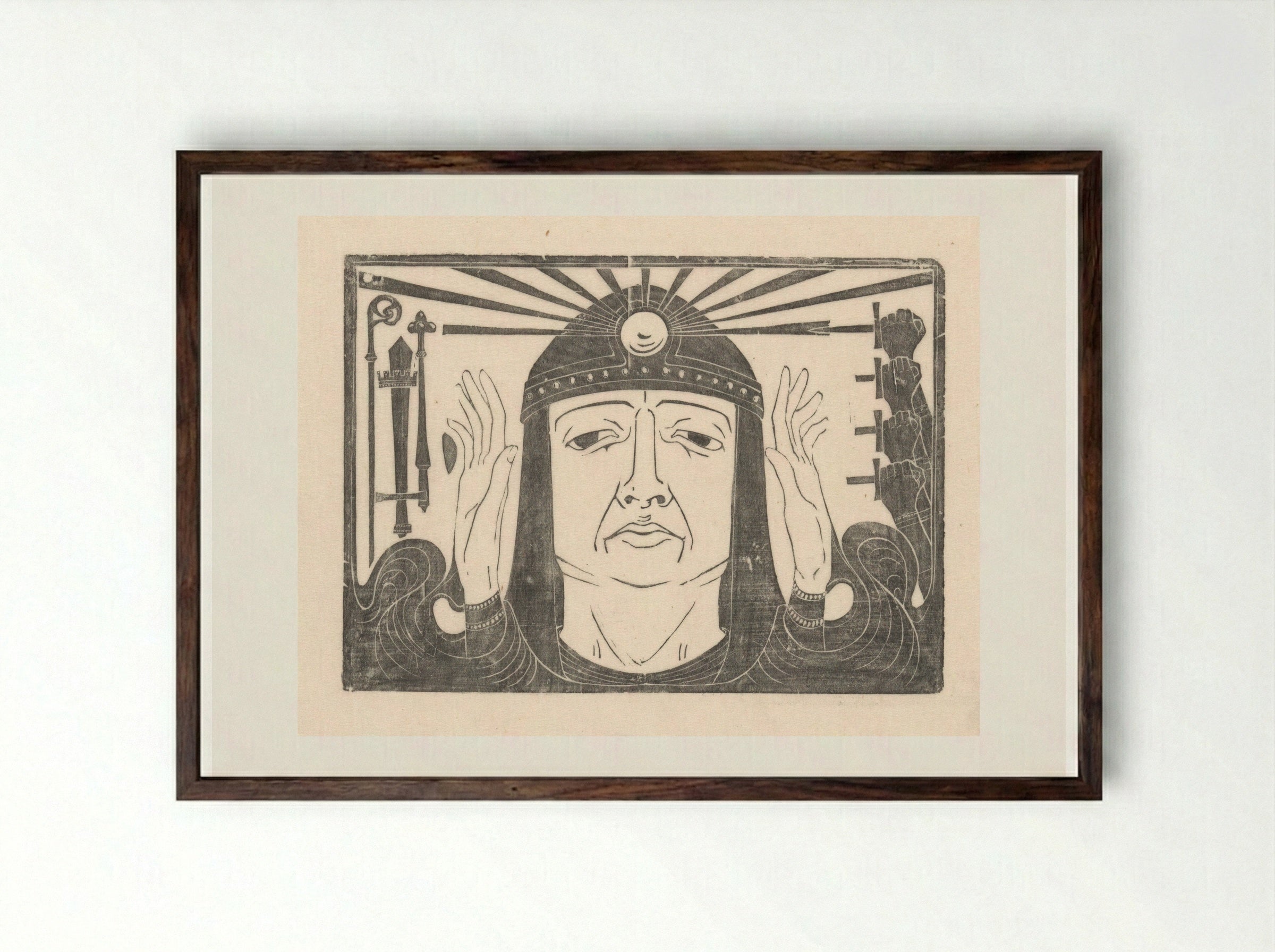 Figuur met regalia en steekwapens - Karel Petrus Cornelis de Bazel - Framed Print Dark Wood