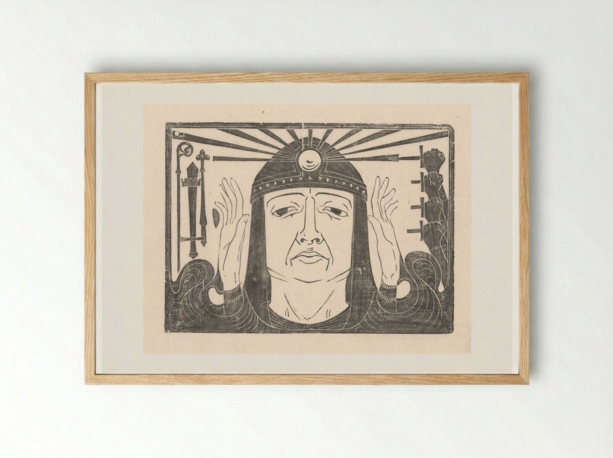 Figuur met regalia en steekwapens - Karel Petrus Cornelis de Bazel - Framed Print Wood