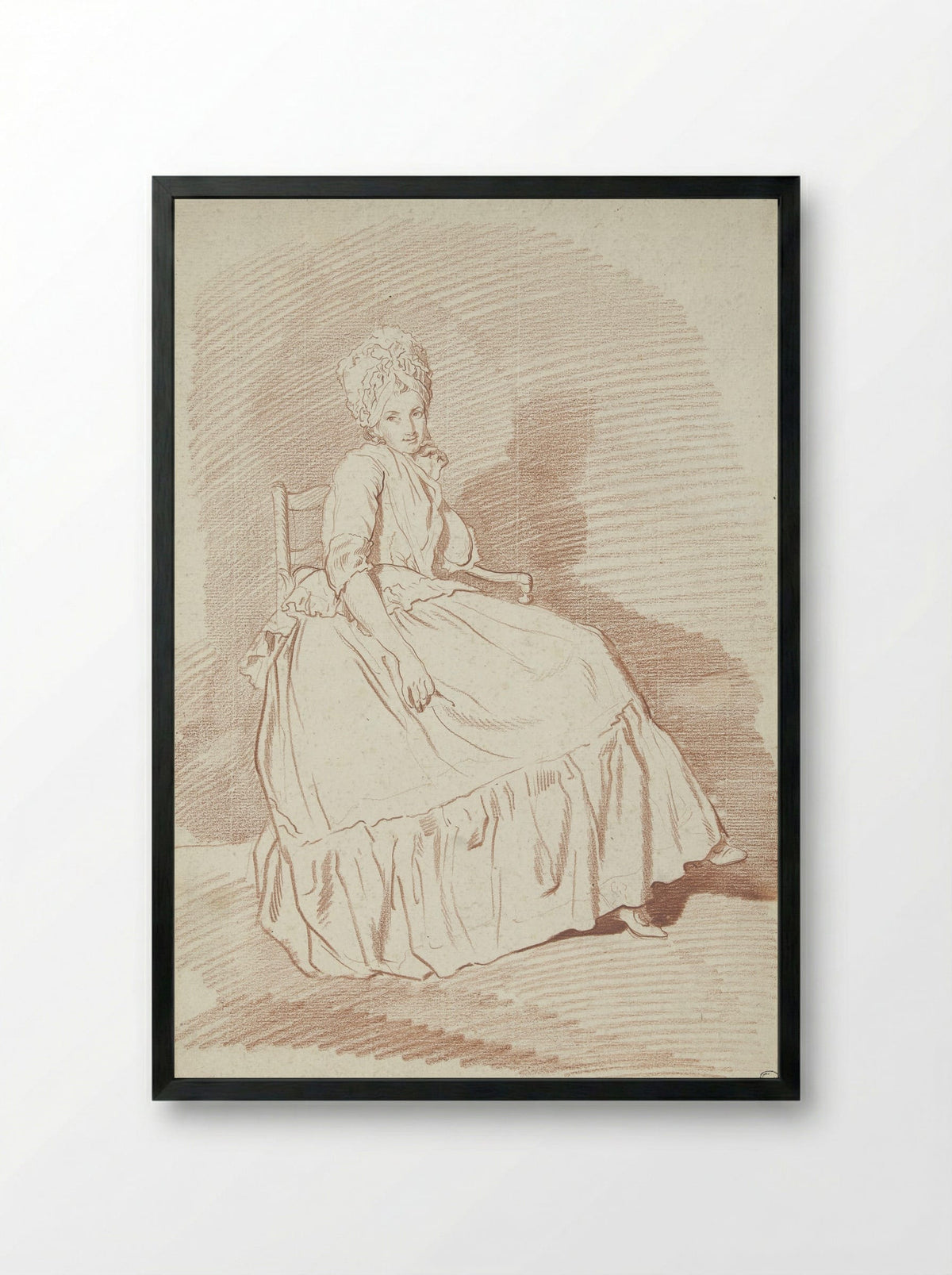 Figuurstudie van een zittende vrouw, mogelijk Louise-Charlotte Marini - Louis Rolland Trinquesse - Framed Print Black