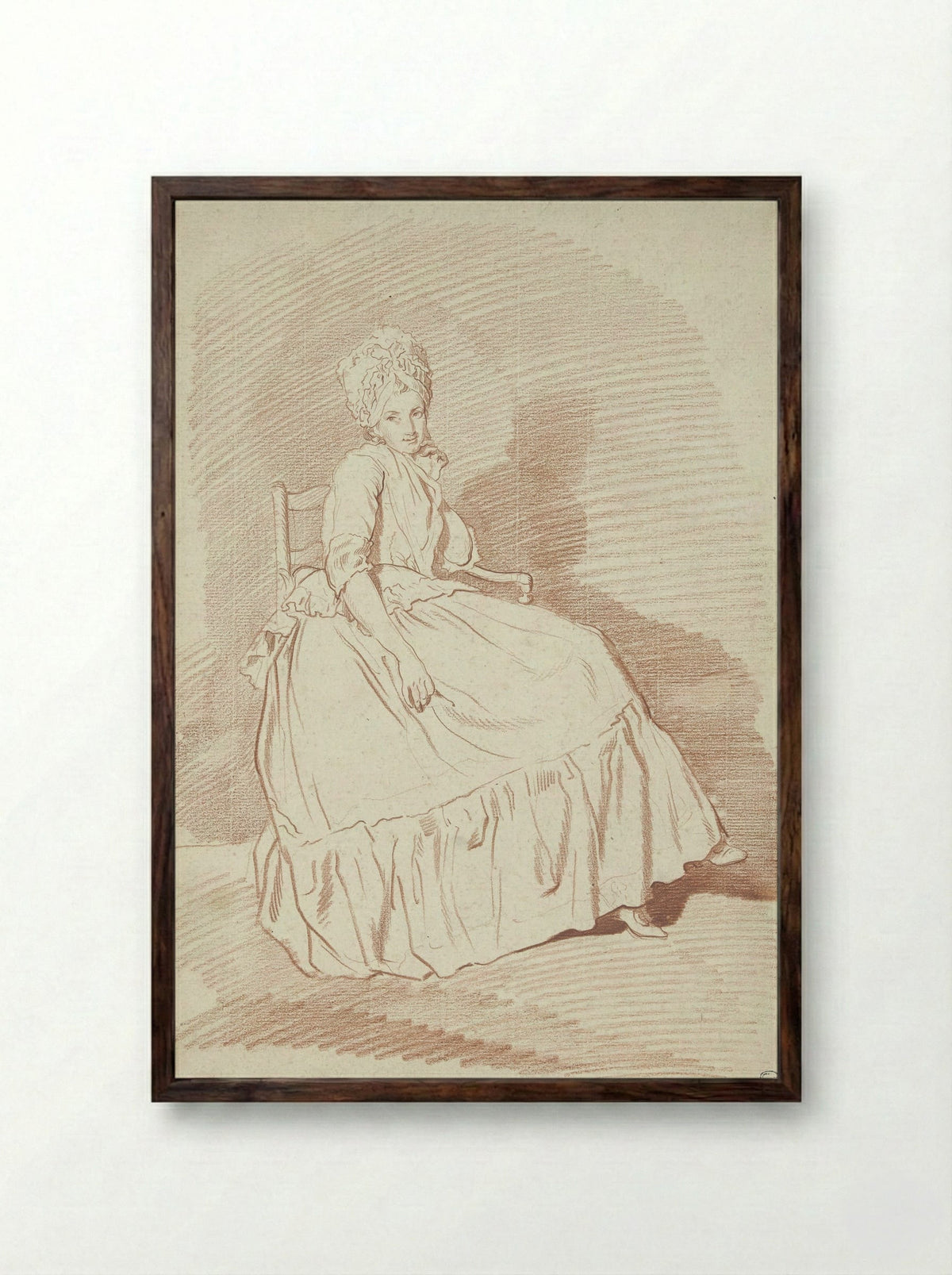 Figuurstudie van een zittende vrouw, mogelijk Louise-Charlotte Marini - Louis Rolland Trinquesse - Framed Print Dark Wood
